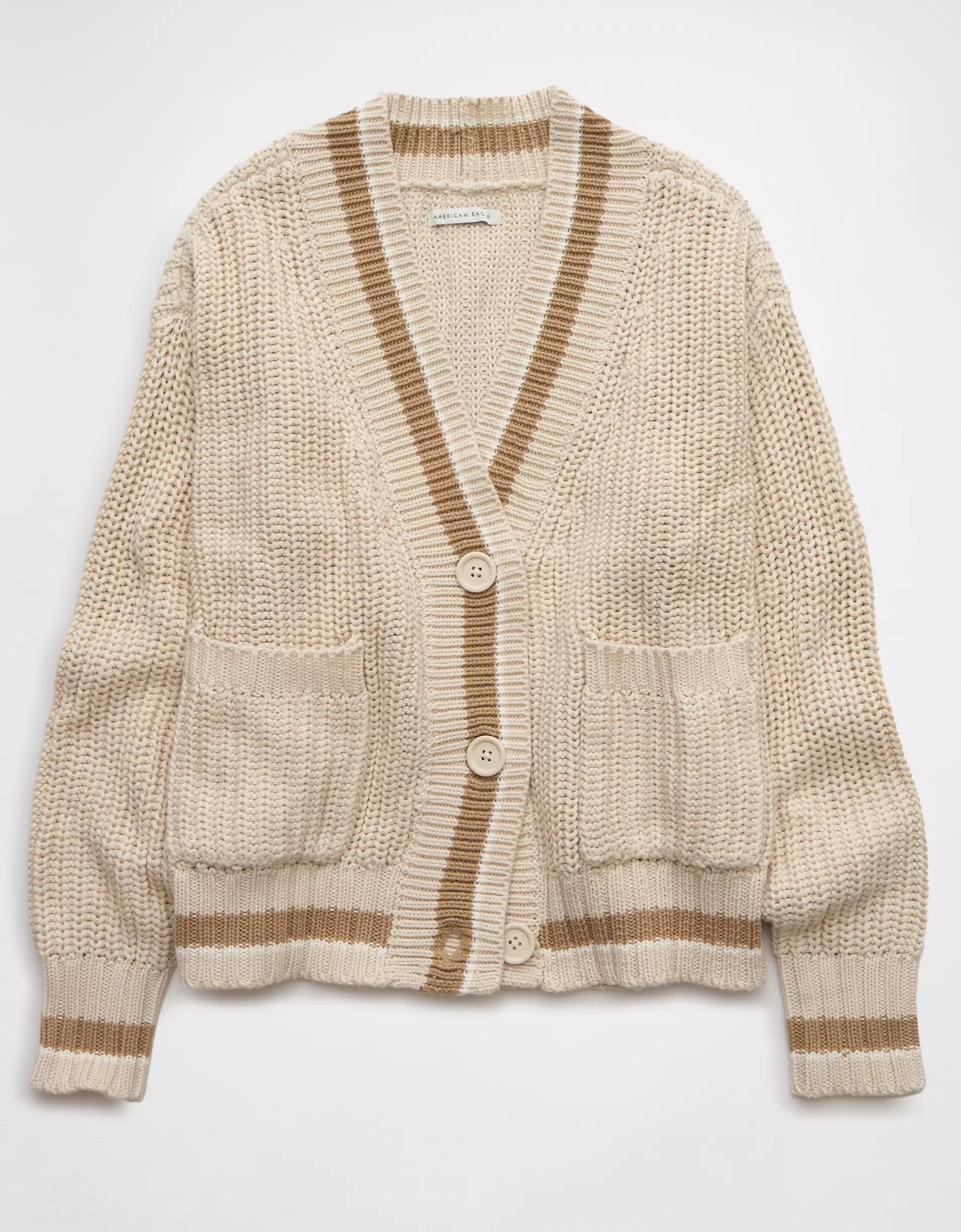 AE Tipped Button-Up Cardigan Product Image