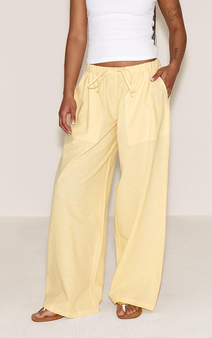 Petite Lemon Linen Drawstring Waist Pants Product Image