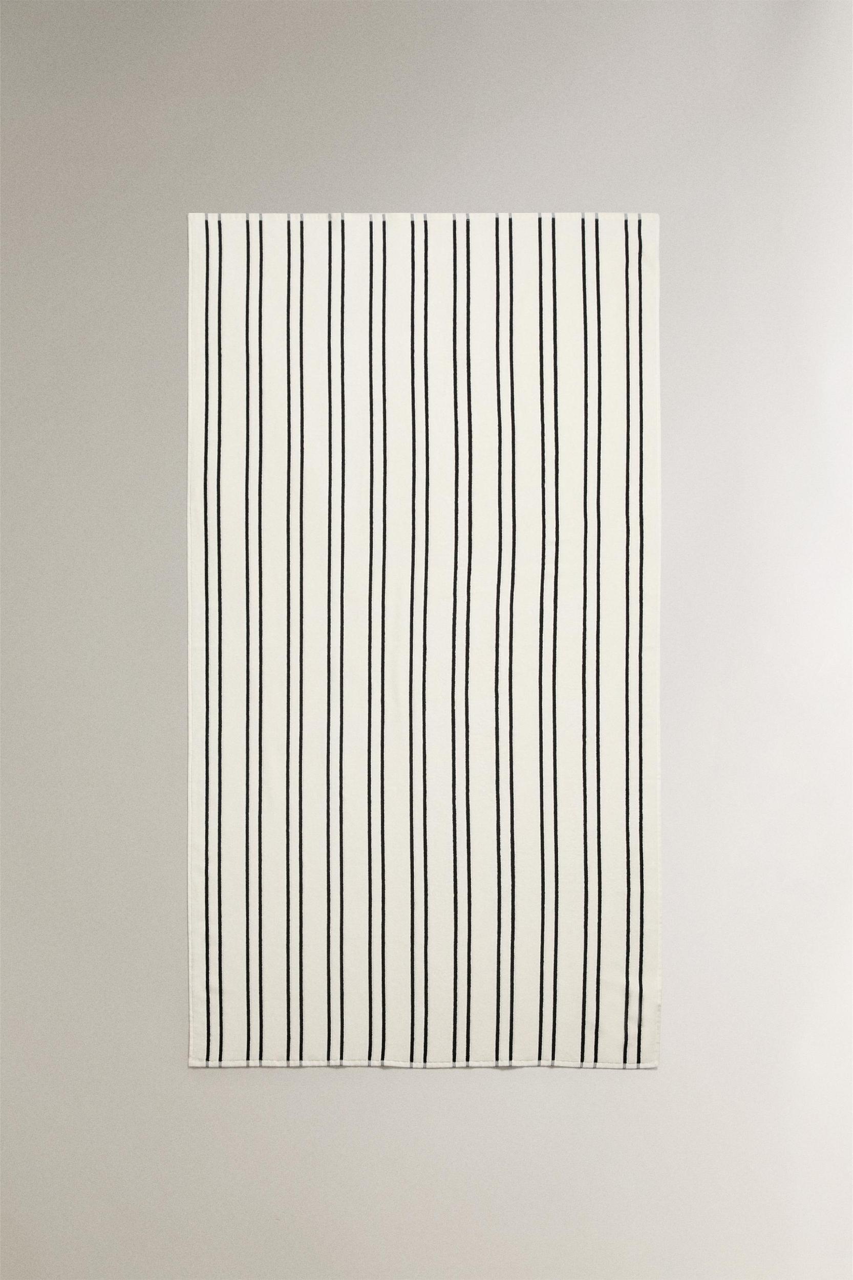 VELOUR BEACH TOWEL WITH THIN STRIPES Product Image