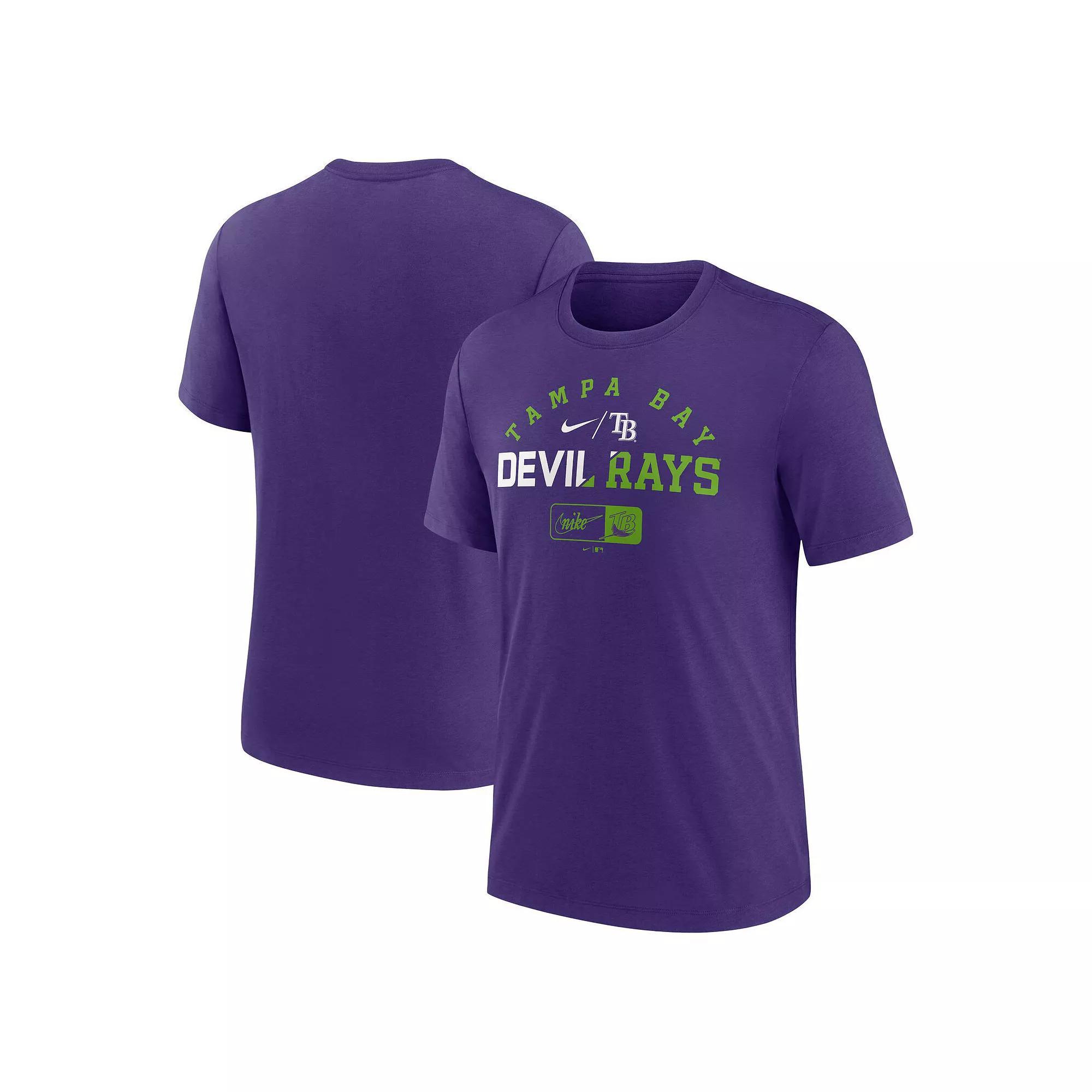 Men's Nike Heather Purple Tampa Bay Rays Rewind Review Slash Tri-Blend T-Shirt,  Product Image