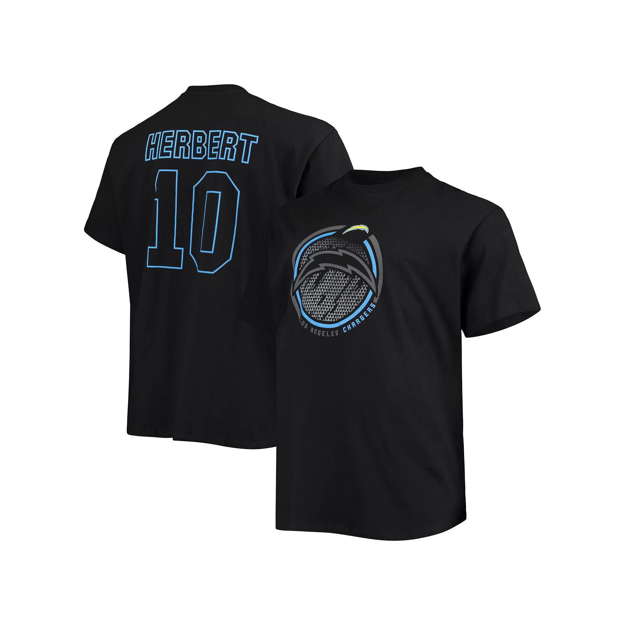 Men's Fanatics Branded Justin Herbert Black Los Angeles Chargers Big & Tall Color Pop Name & Number T-Shirt,  Product Image