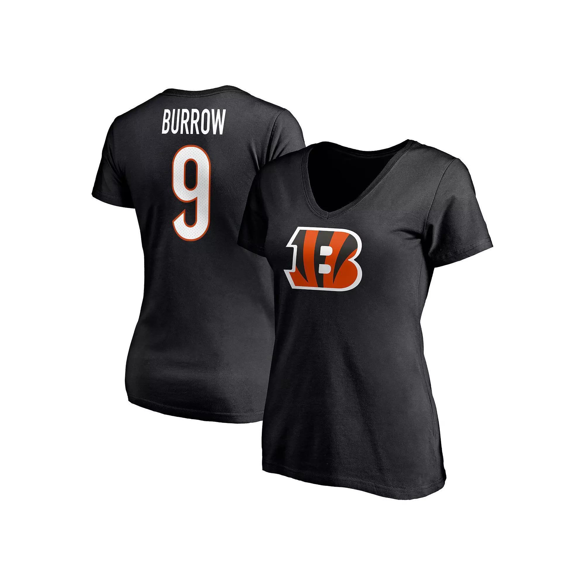 Women's Fanatics Branded Joe Burrow Black Cincinnati Bengals Player Icon Name & Number V-Neck T-Shirt, Size: 2XL Product Image