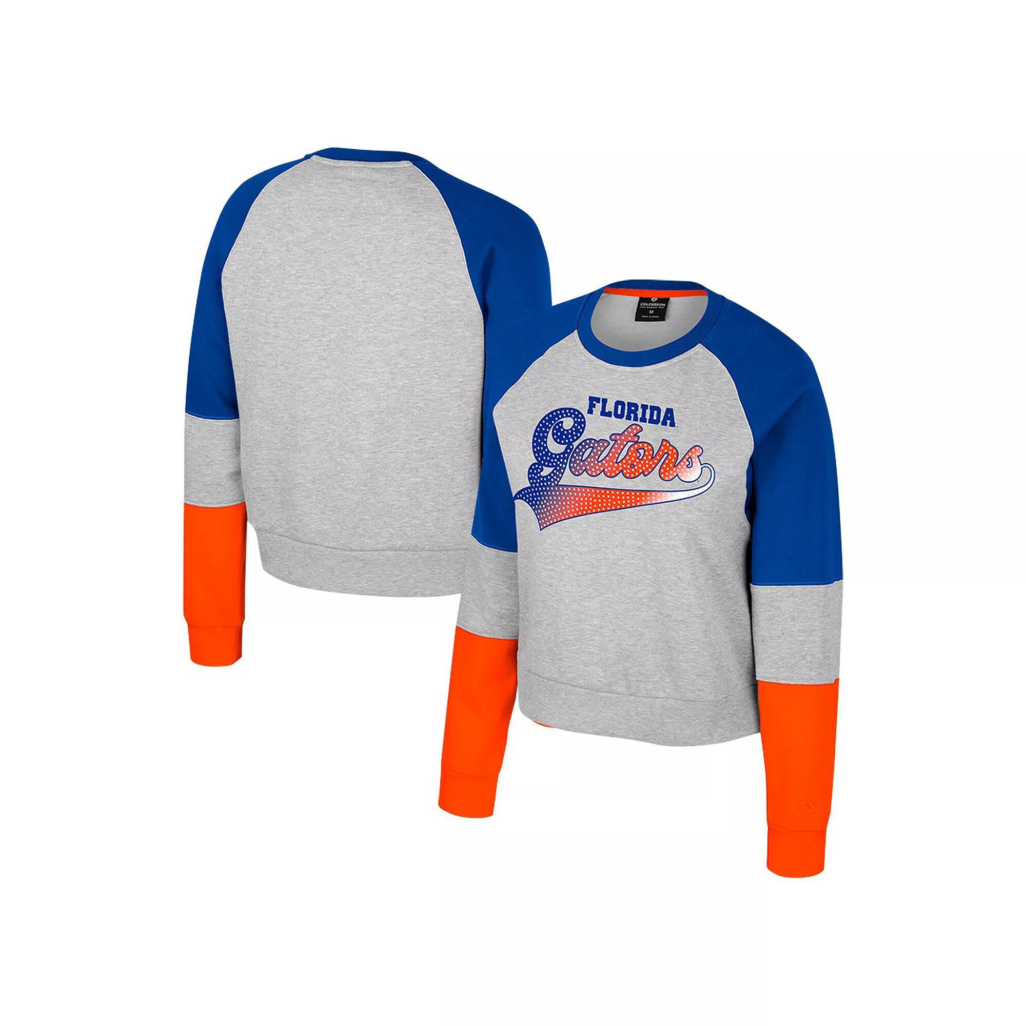 Women's Colosseum Heather Gray Notre Dame Fighting Irish Katinka Rhinestone Scoop Neck Pullover Sweatshirt, Size: XXL, Grey Product Image