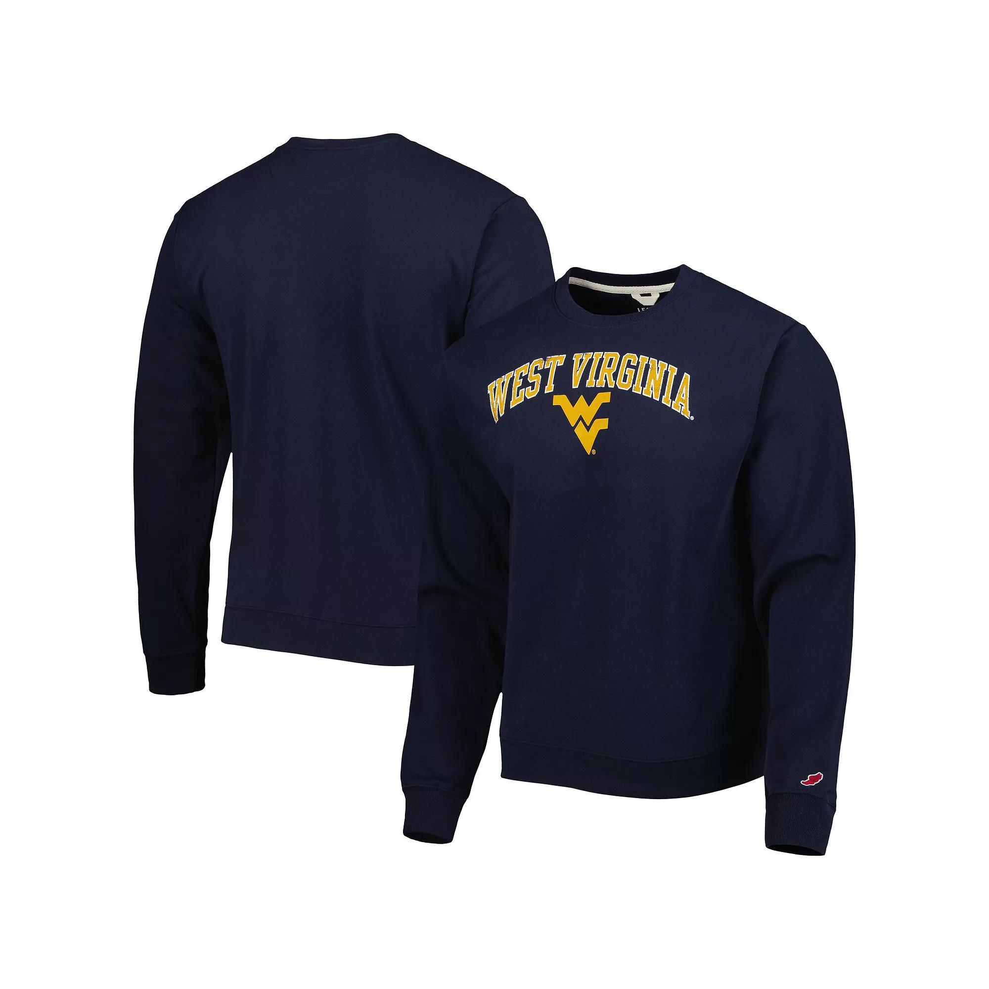 Mens League Collegiate Wear West Virginia Mountaineers 1965 Arch Essential Fleece Pullover Sweatshirt Blue Product Image