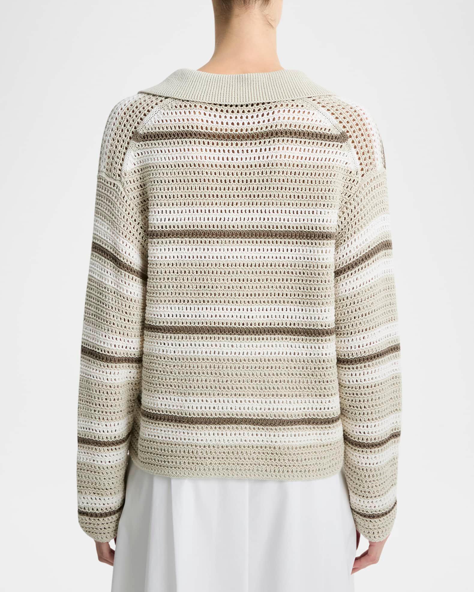 Mesh Stripe Button Polo Top  Product Image