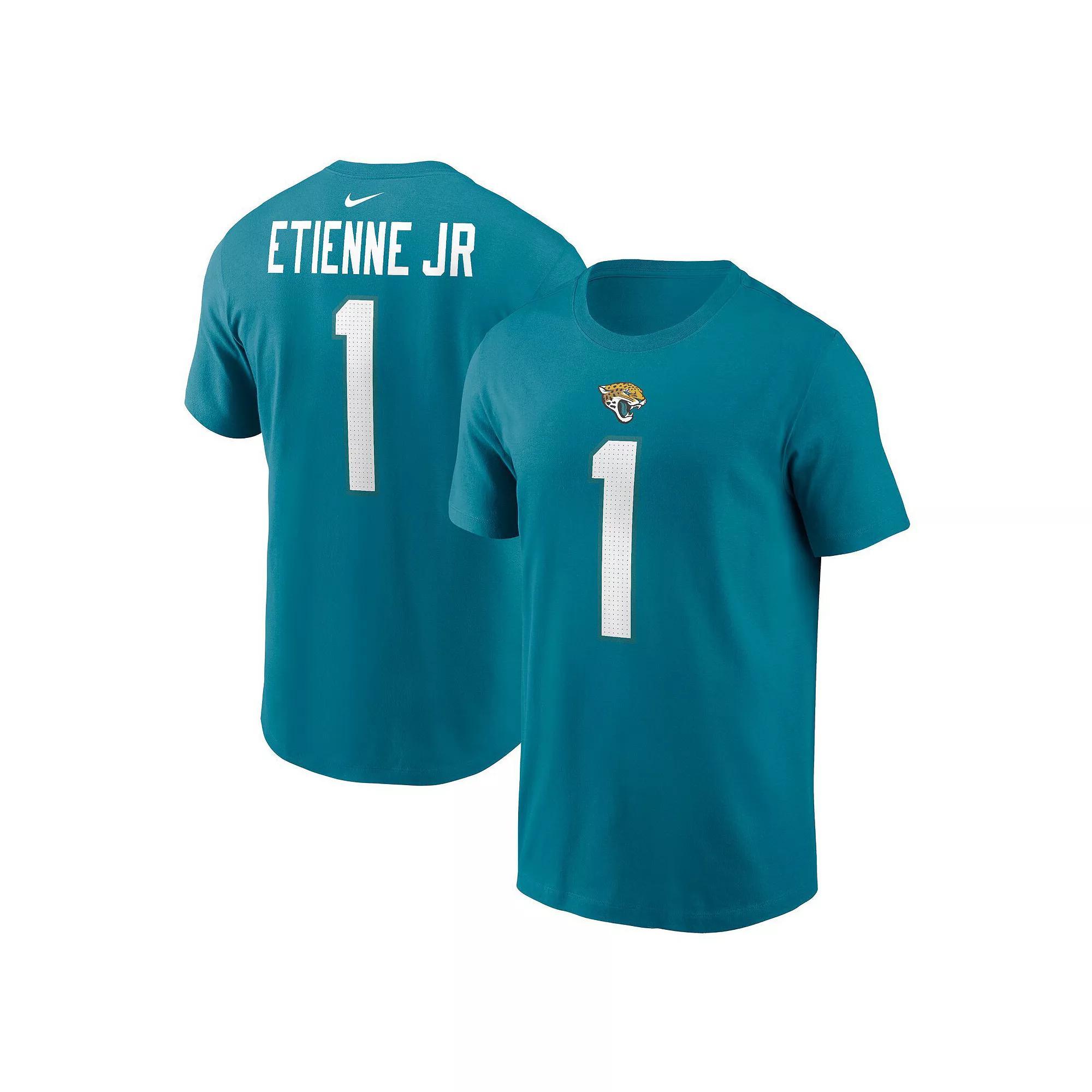 Men's Nike Travis Etienne Teal Jacksonville Jaguars Player Name & Number T-Shirt, Size: Small, Blue Product Image