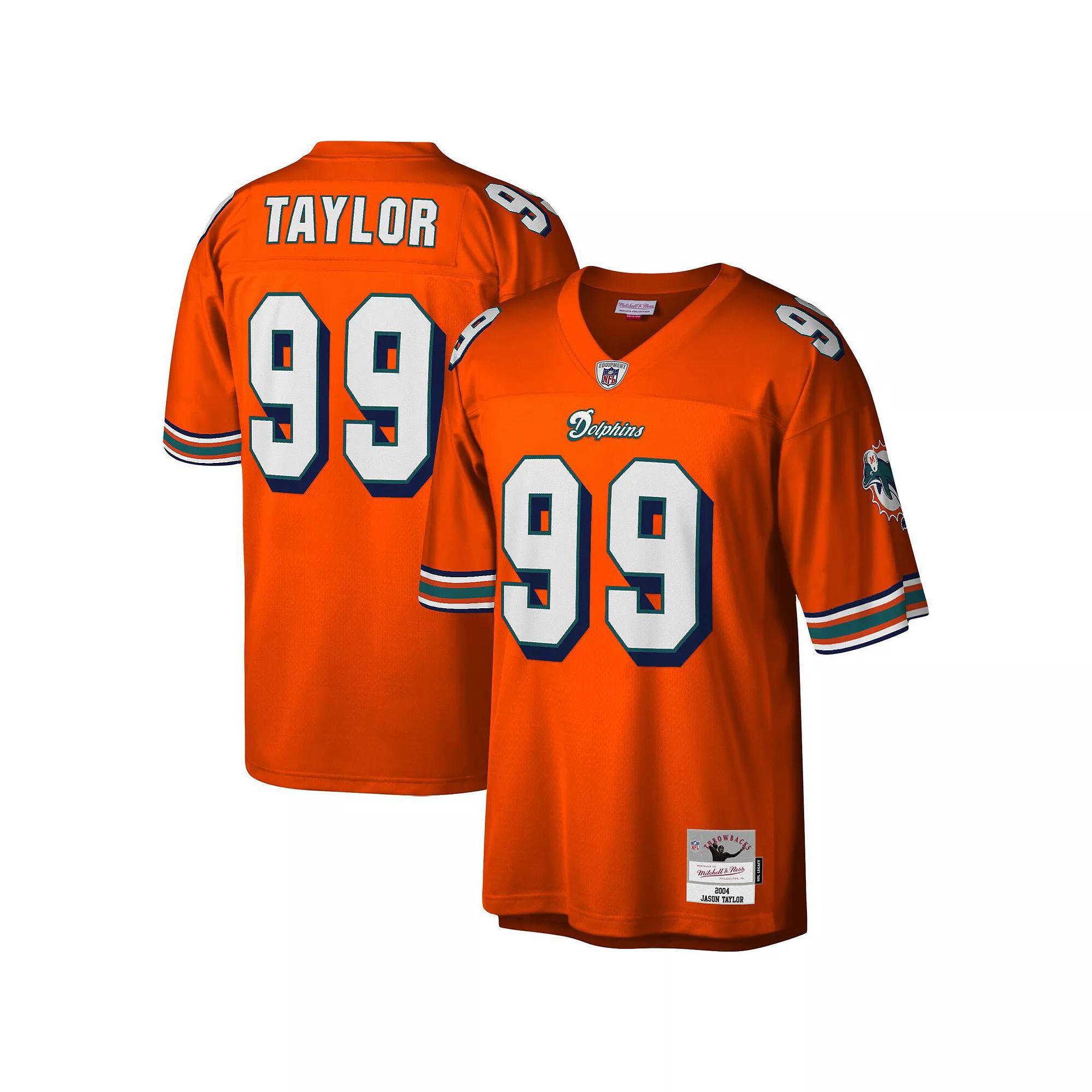 Men's Mitchell & Ness Jason Taylor Orange Miami Dolphins Big & Tall 2004 Retired Player Replica Jersey, Size: 6XB Product Image