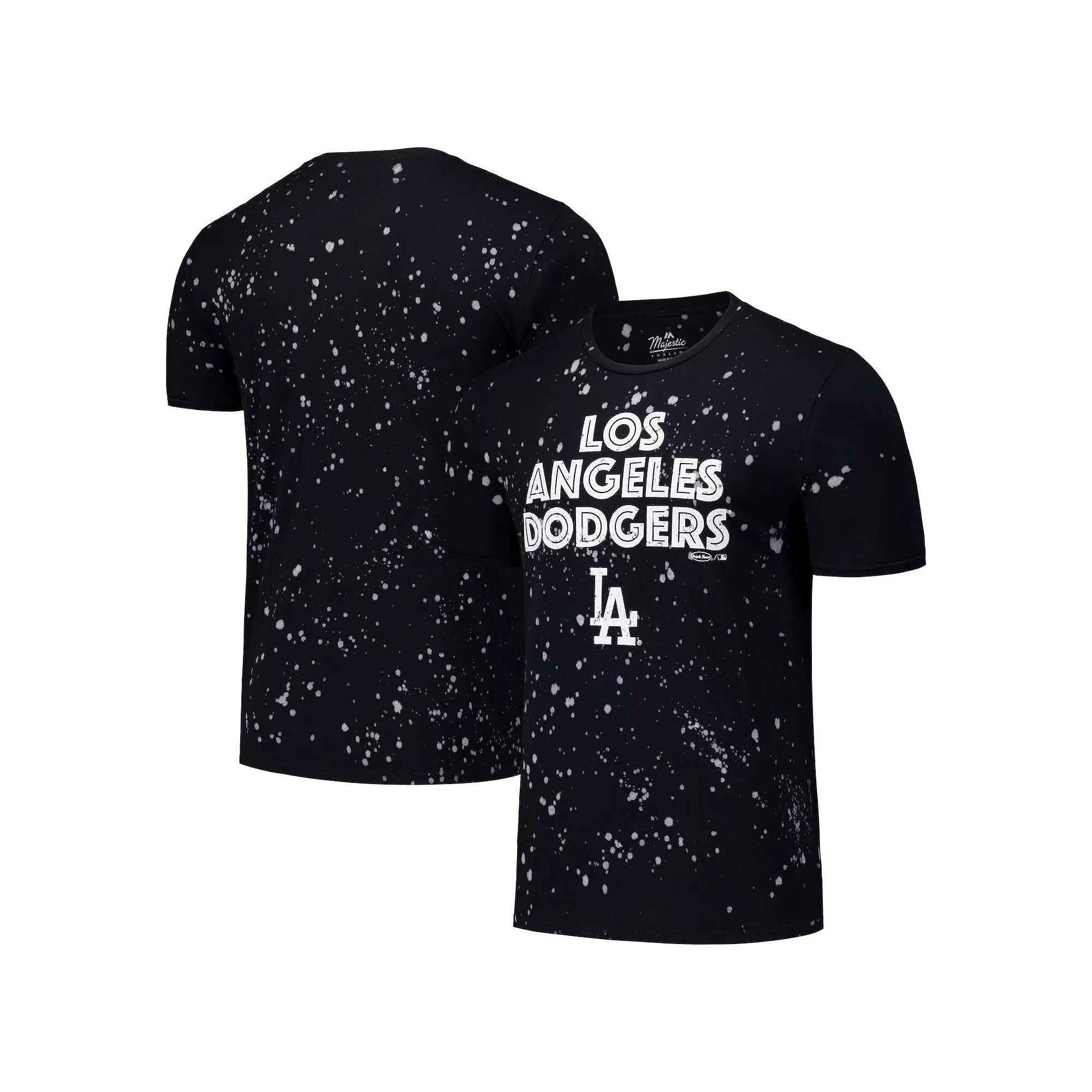 Men's Majestic Threads Black/White Los Angeles Dodgers Splatter T-Shirt,  Product Image