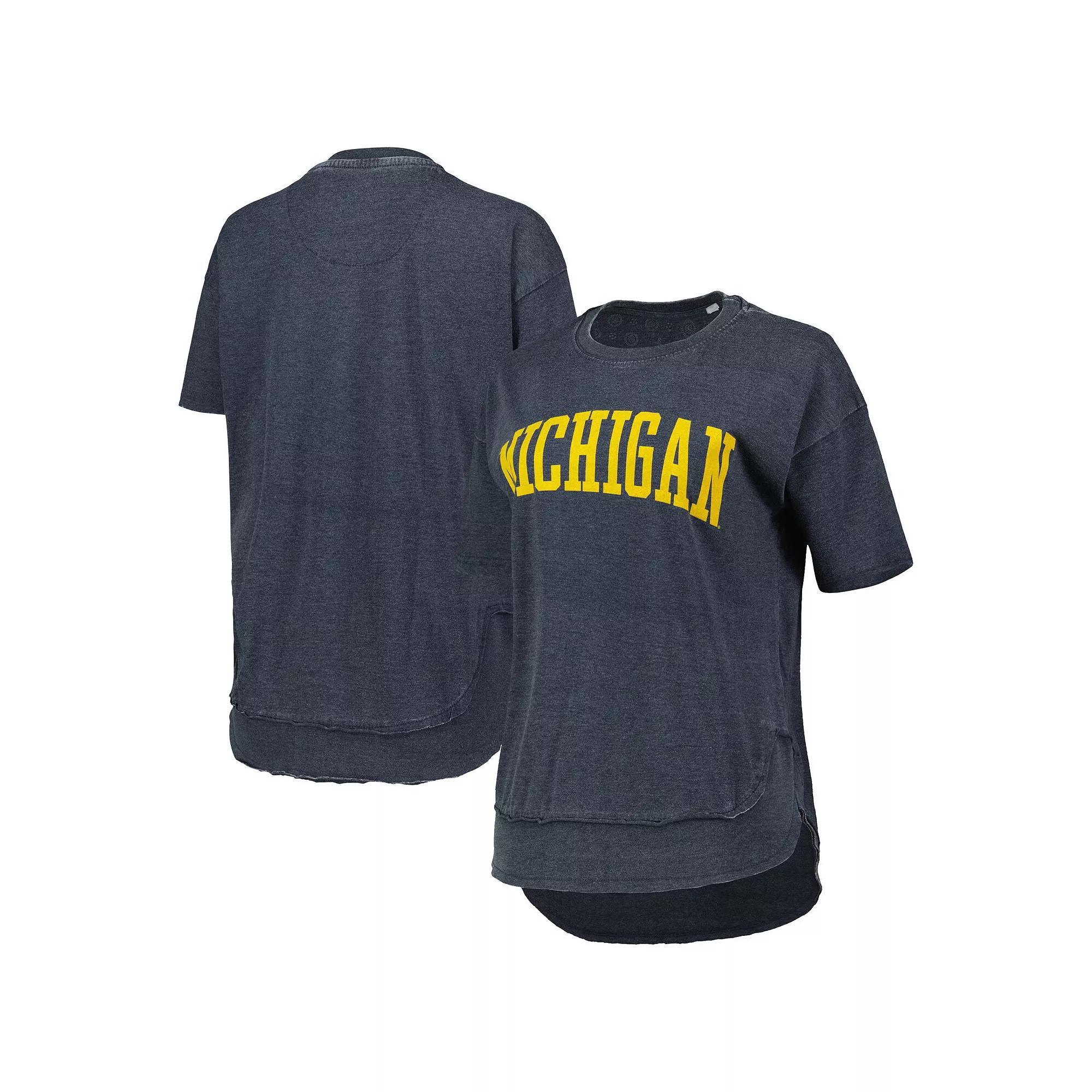 Women's Pressbox Heathered Navy Michigan Wolverines Arch Poncho T-Shirt, Size: Medium, Blue Product Image