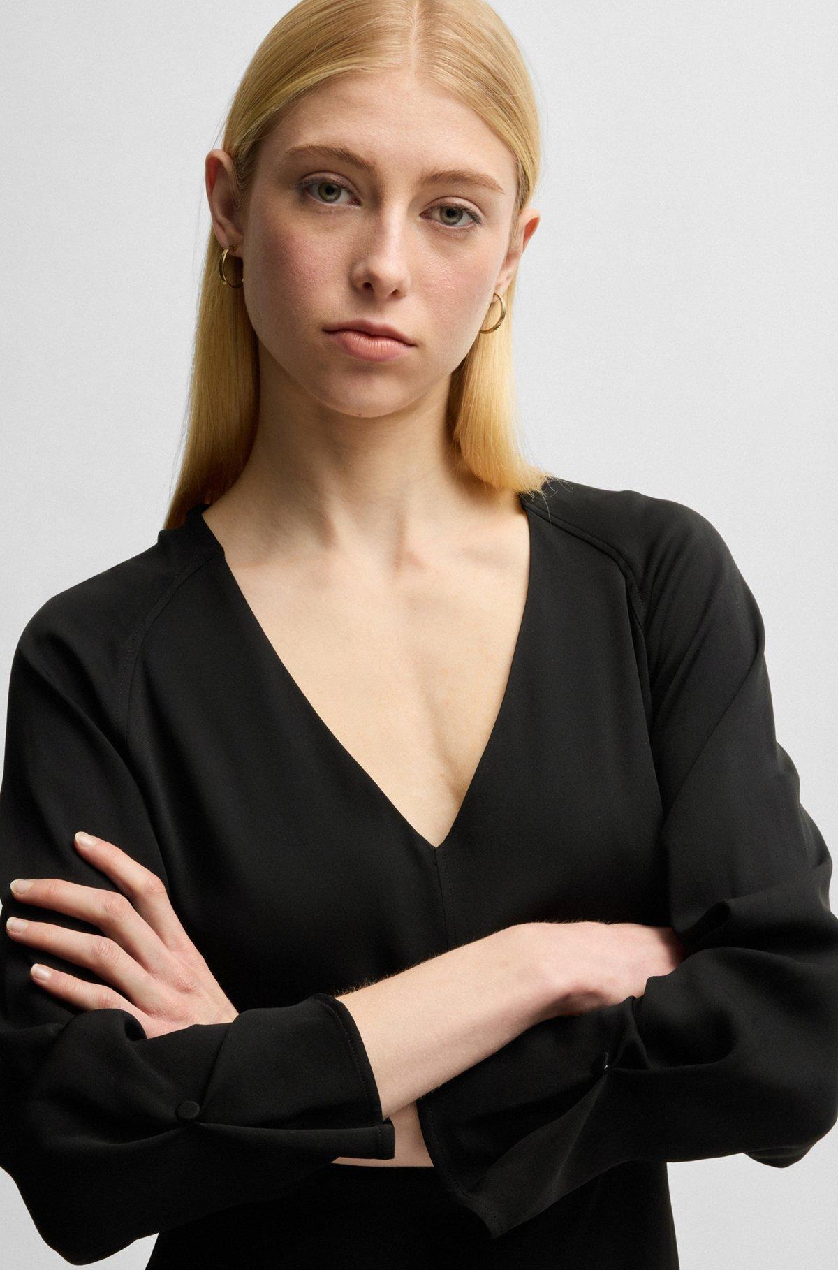 V-neck dress with button cuffs Product Image