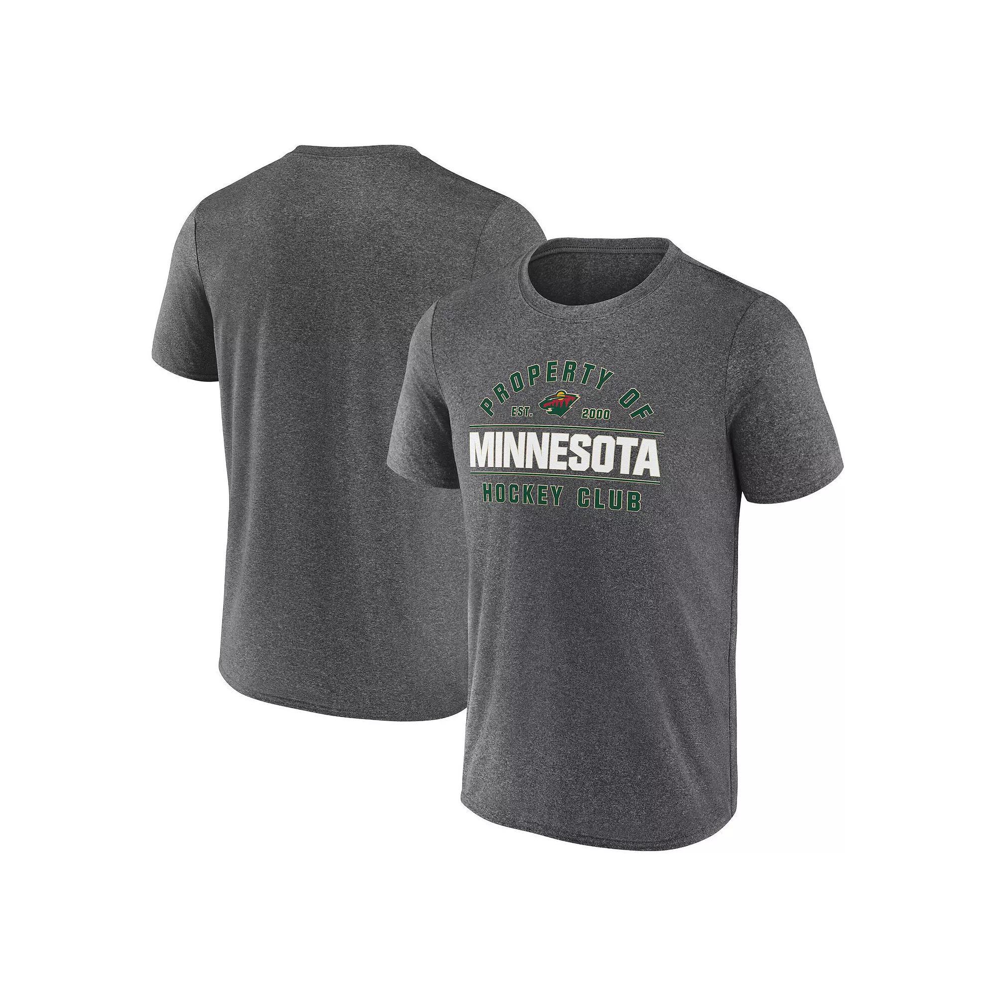 Men's Fanatics Heather Charcoal Minnesota Wild Property Of T-Shirt,  Product Image