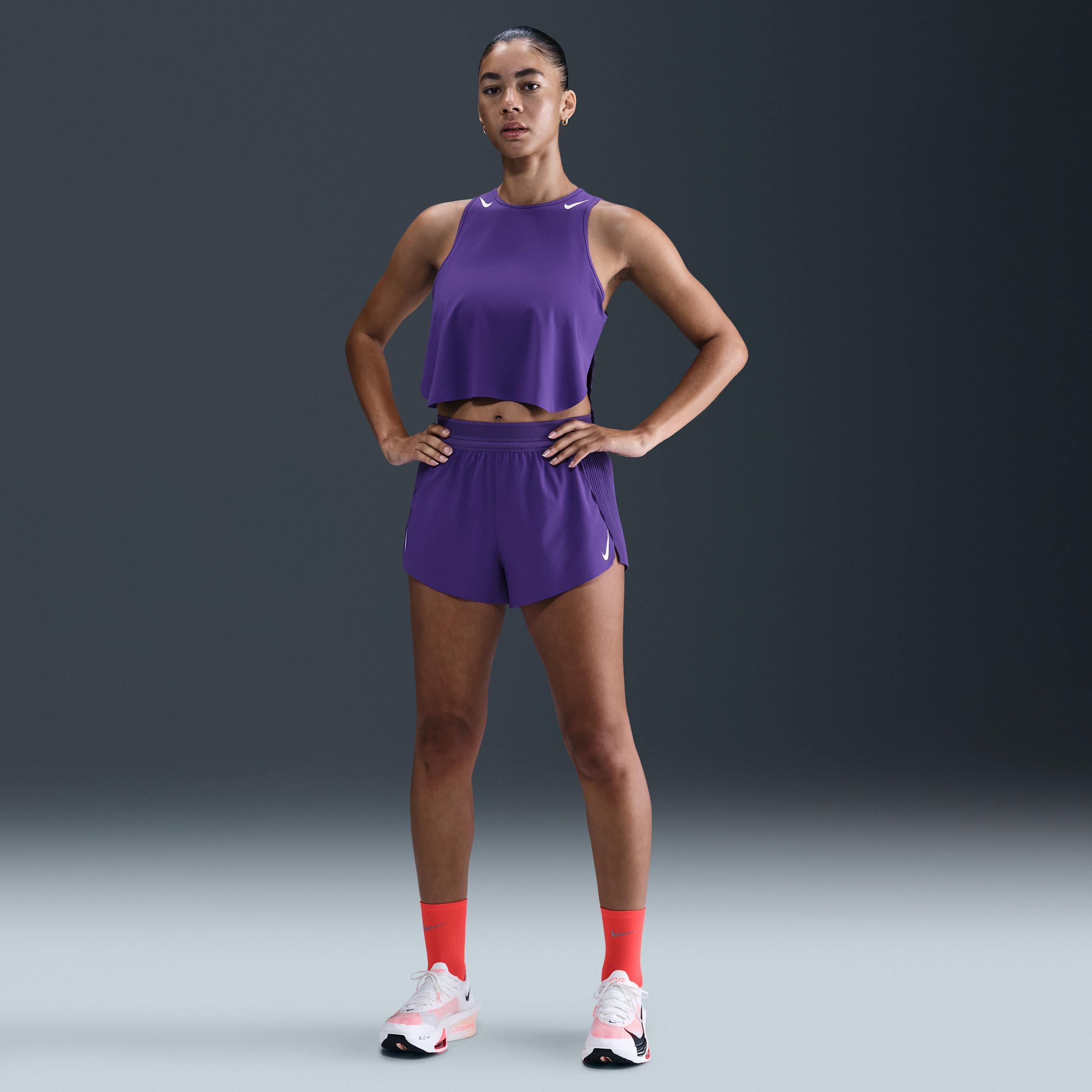 Nike Womens AeroSwift Dri-FIT ADV Cropped Running Tank Top | FN2713-547 Product Image