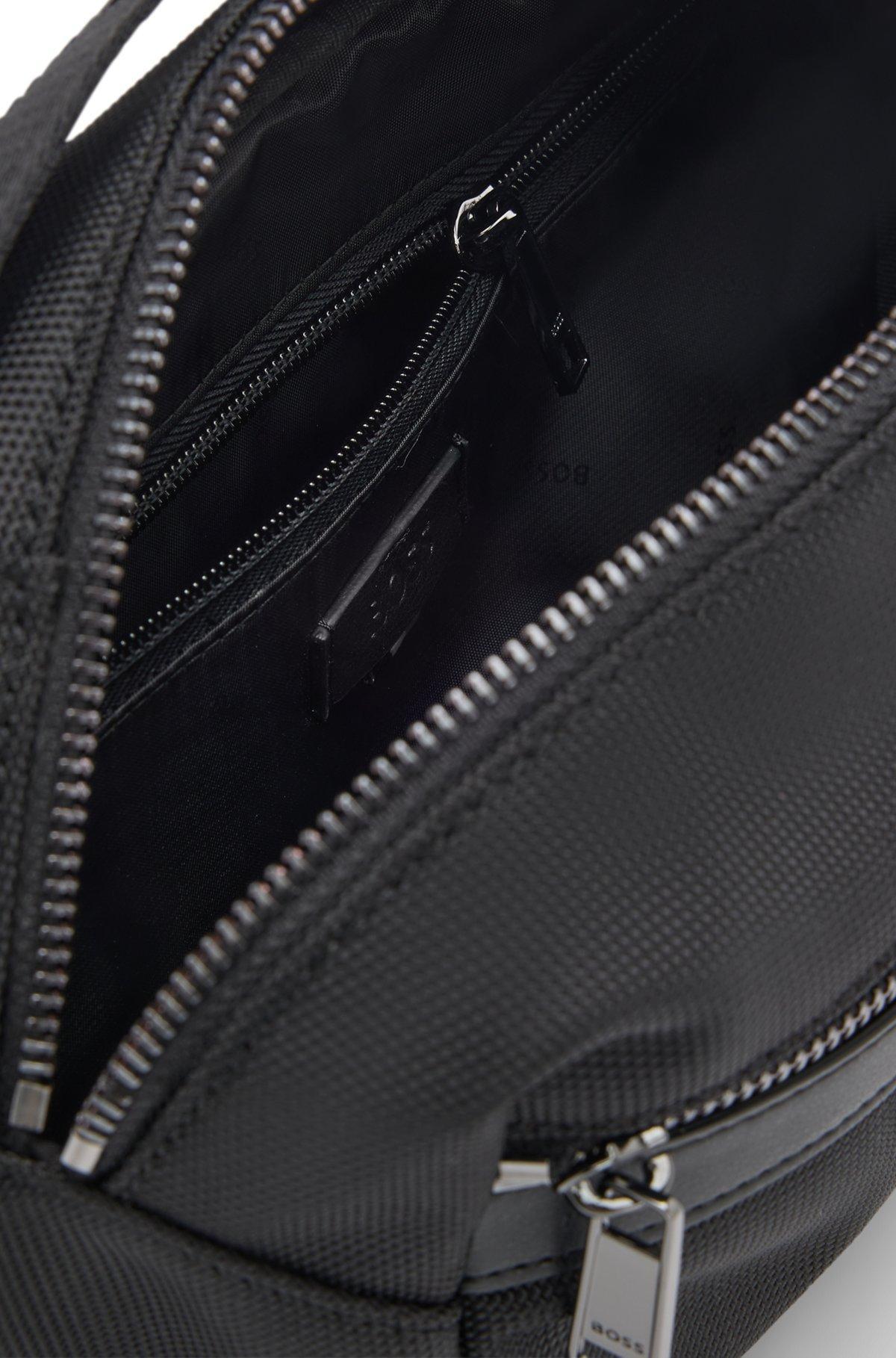 BOSS - Logo-embossed belt bag in structured fabric - Black Product Image