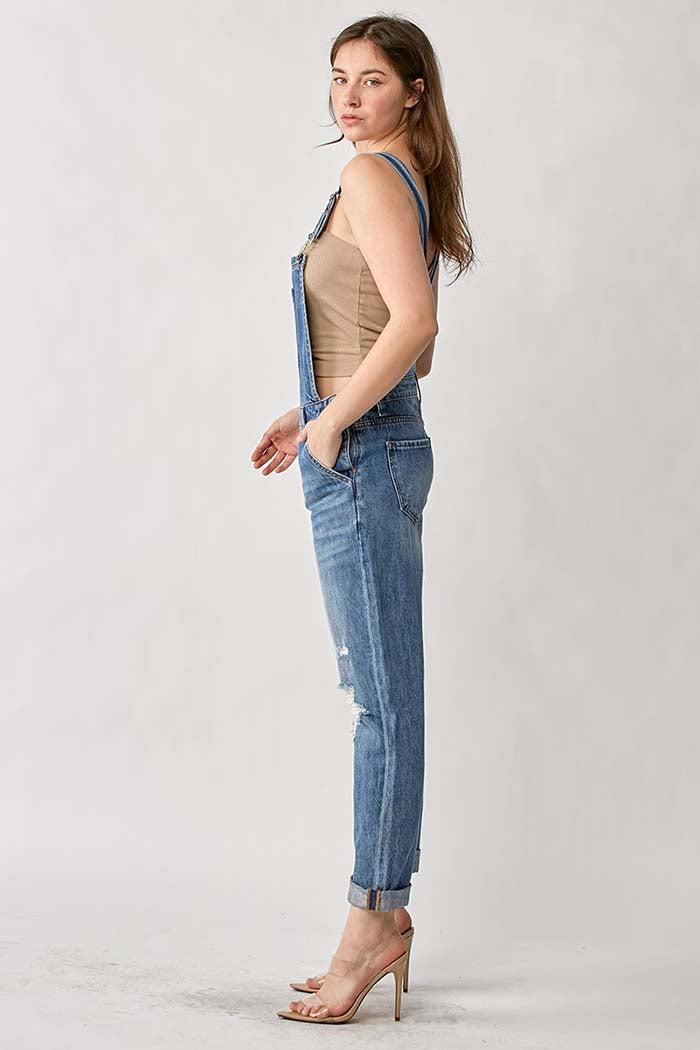 Distressed Relaxed Fit Overalls Product Image
