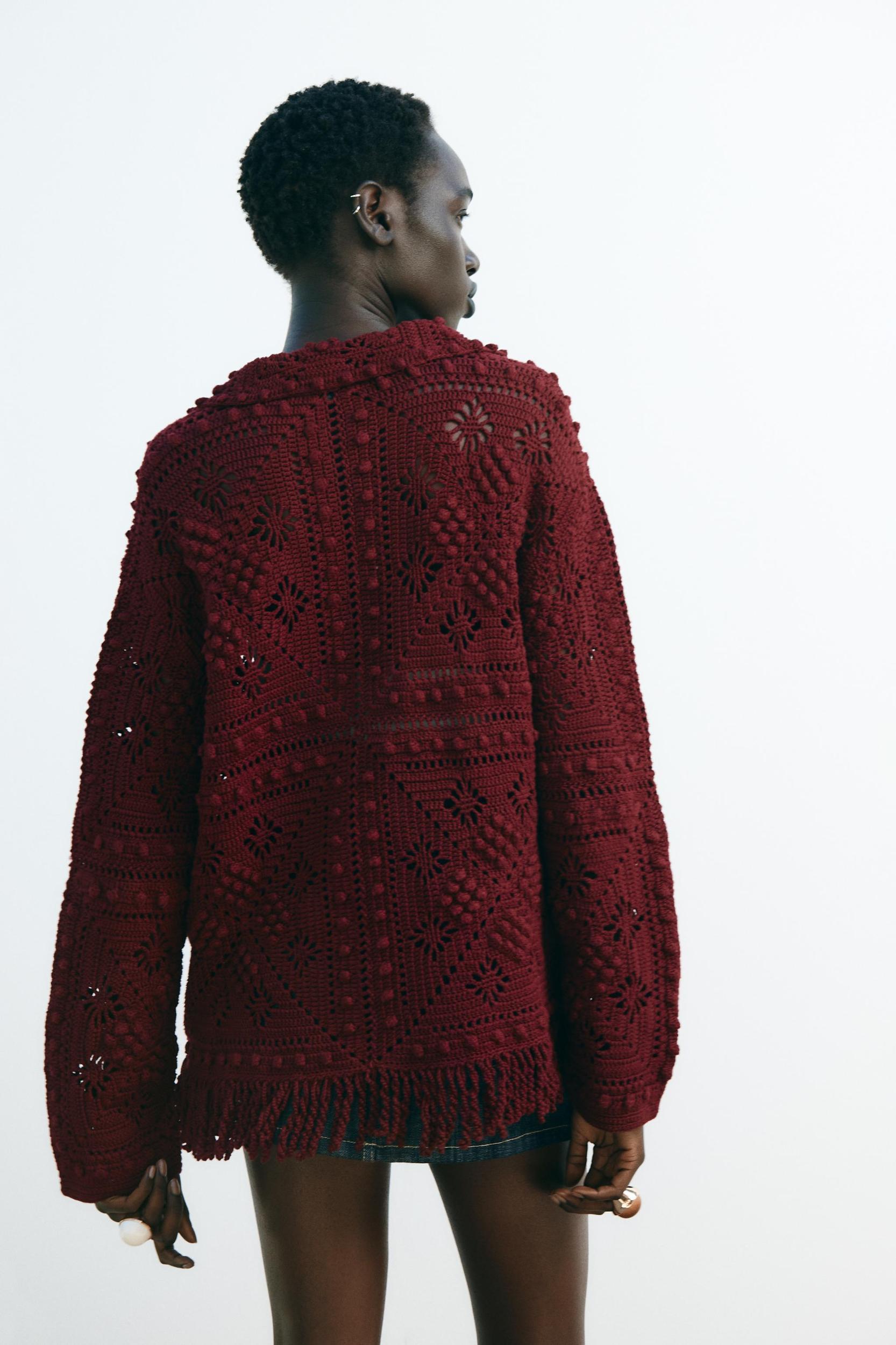 CROCHET KNIT CARDIGAN Product Image