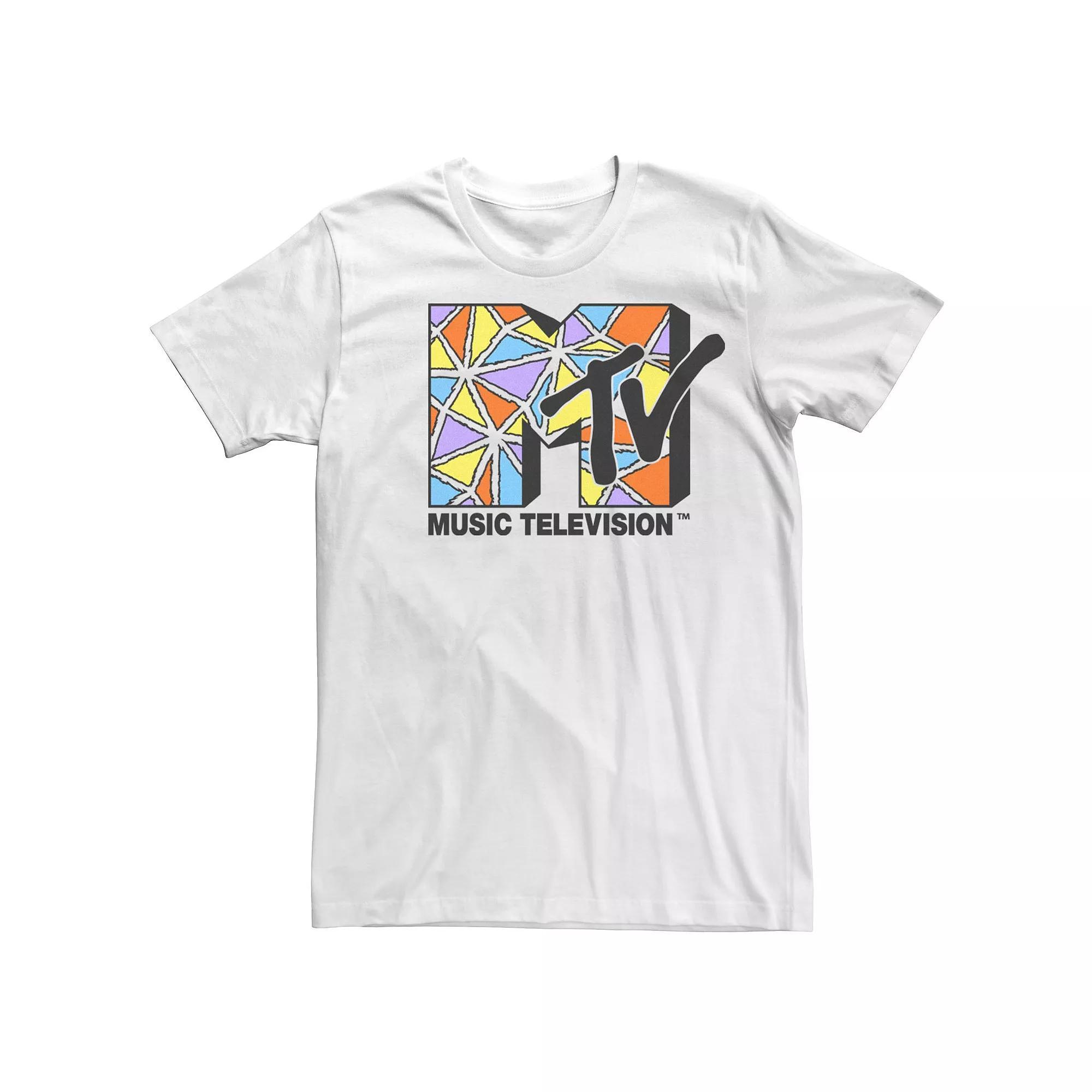 Men's MTV Colorful Abstract Triangles Short Sleeve Tee,  Product Image