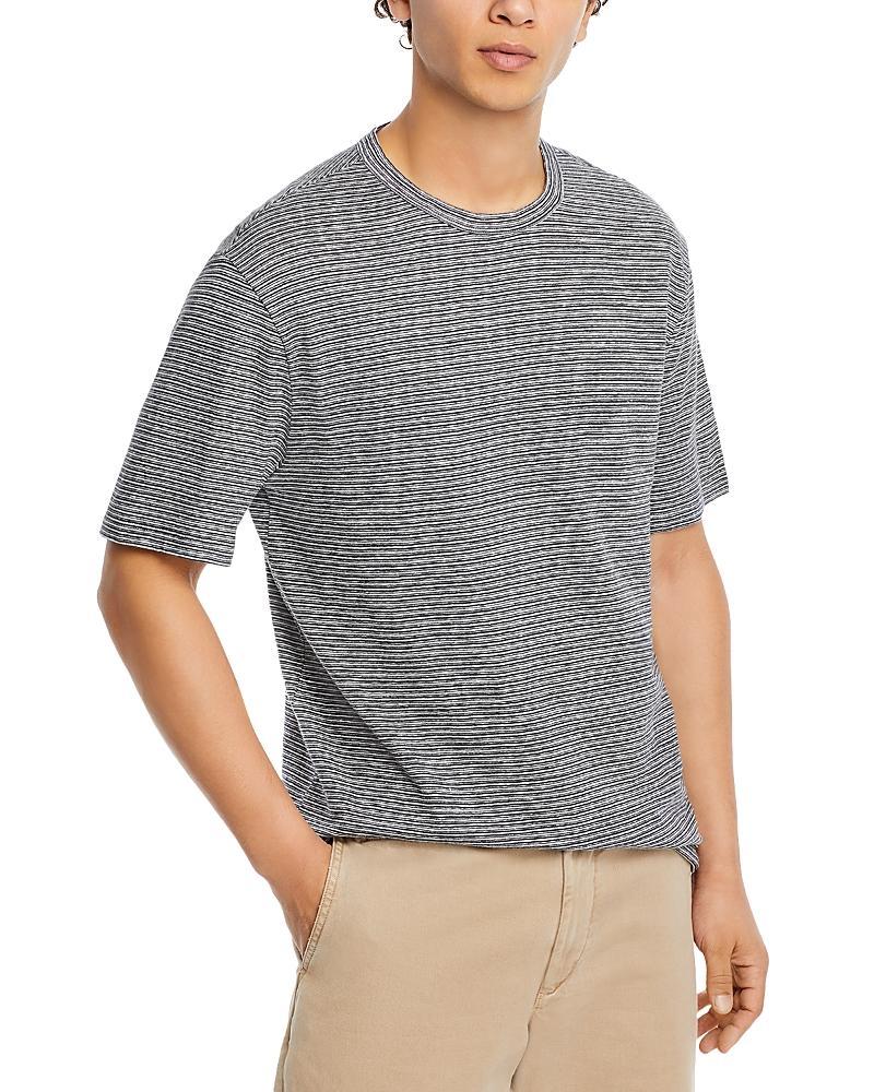 Mens Striped Cotton-Linen Crewneck T-Shirt Product Image