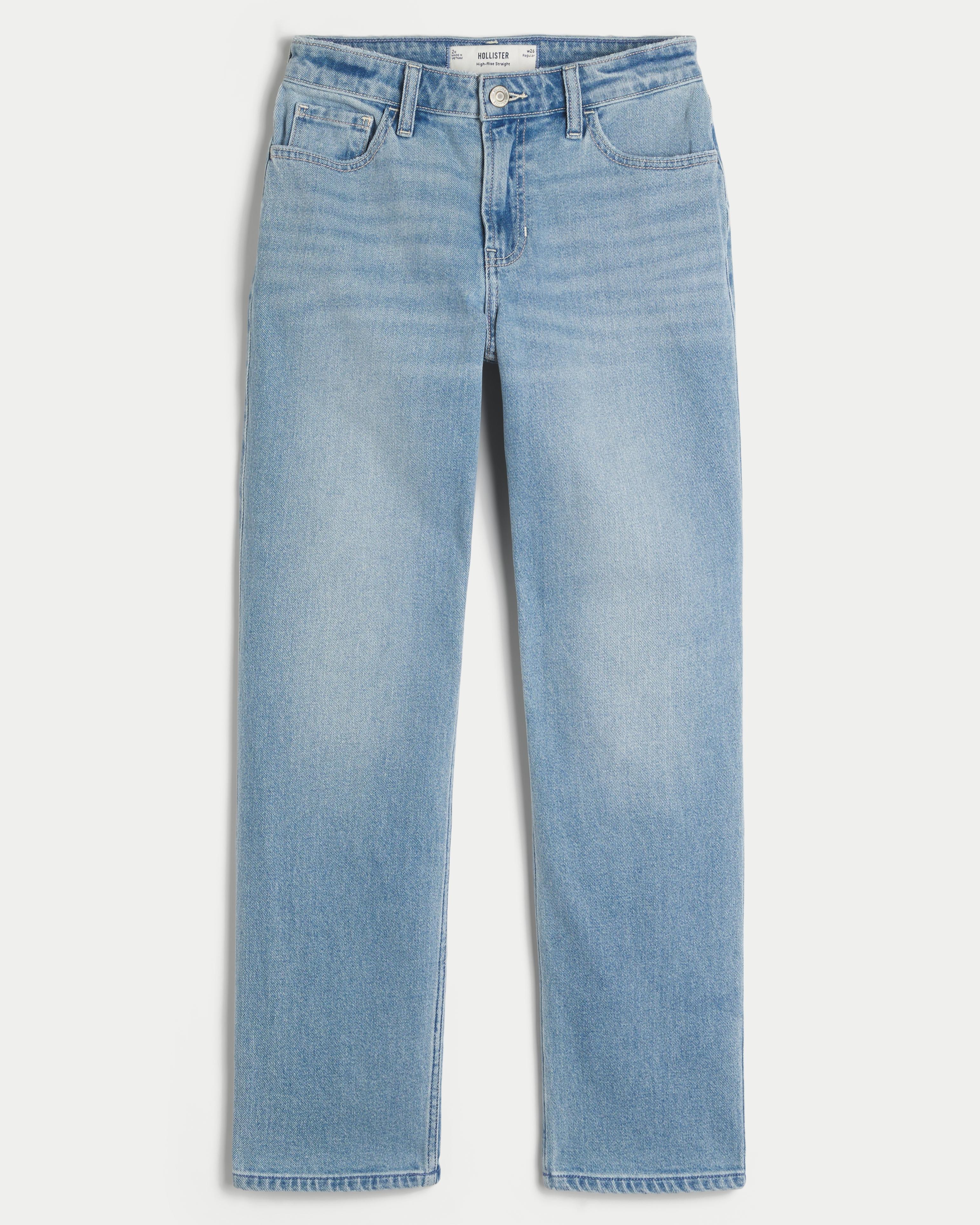 High-Rise Light Wash Straight Jeans Product Image