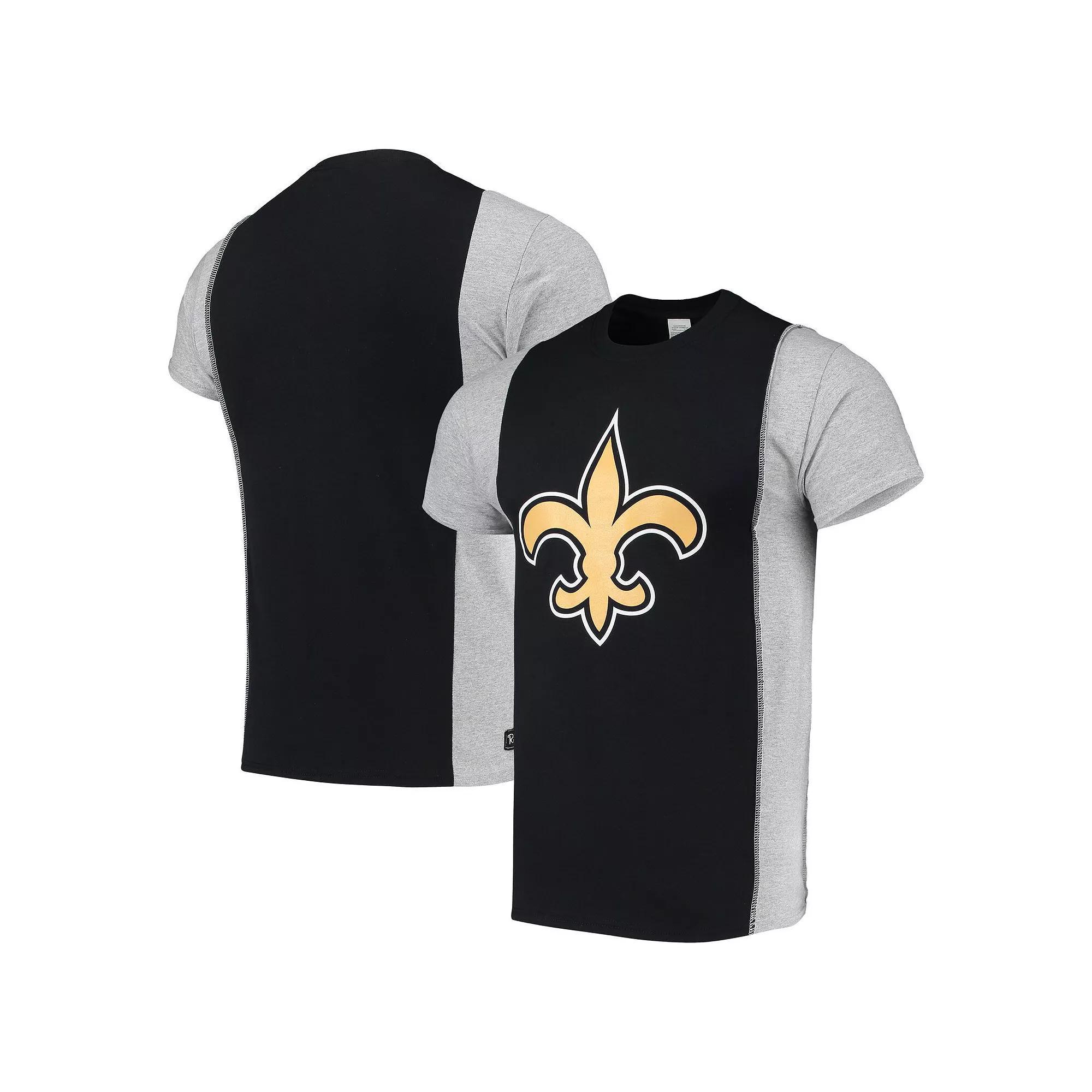 Men's Refried Apparel Black/Gray New Orleans Saints Sustainable Upcycled Split T-Shirt, Size: XL Product Image