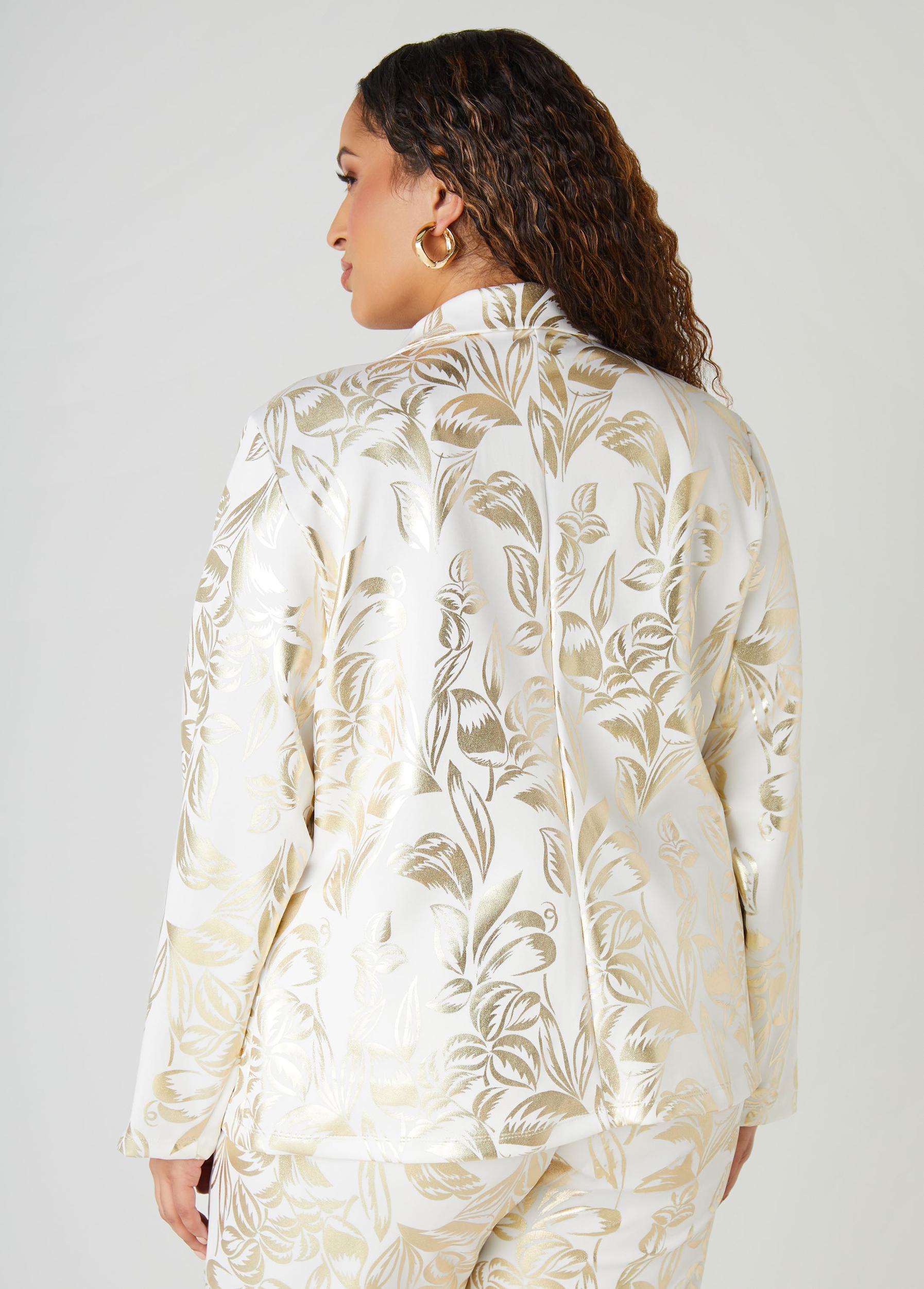 Metallic Tropical Print Blazer Product Image
