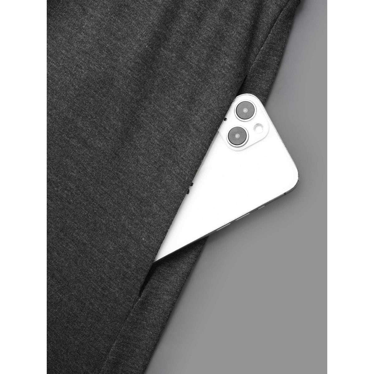 Plus Size Elastic Waist Tie Round Neck Knit Midi Dress DarkGray Women Casual Drawstring Knit Dresses Bloomchic 26/4X Product Image