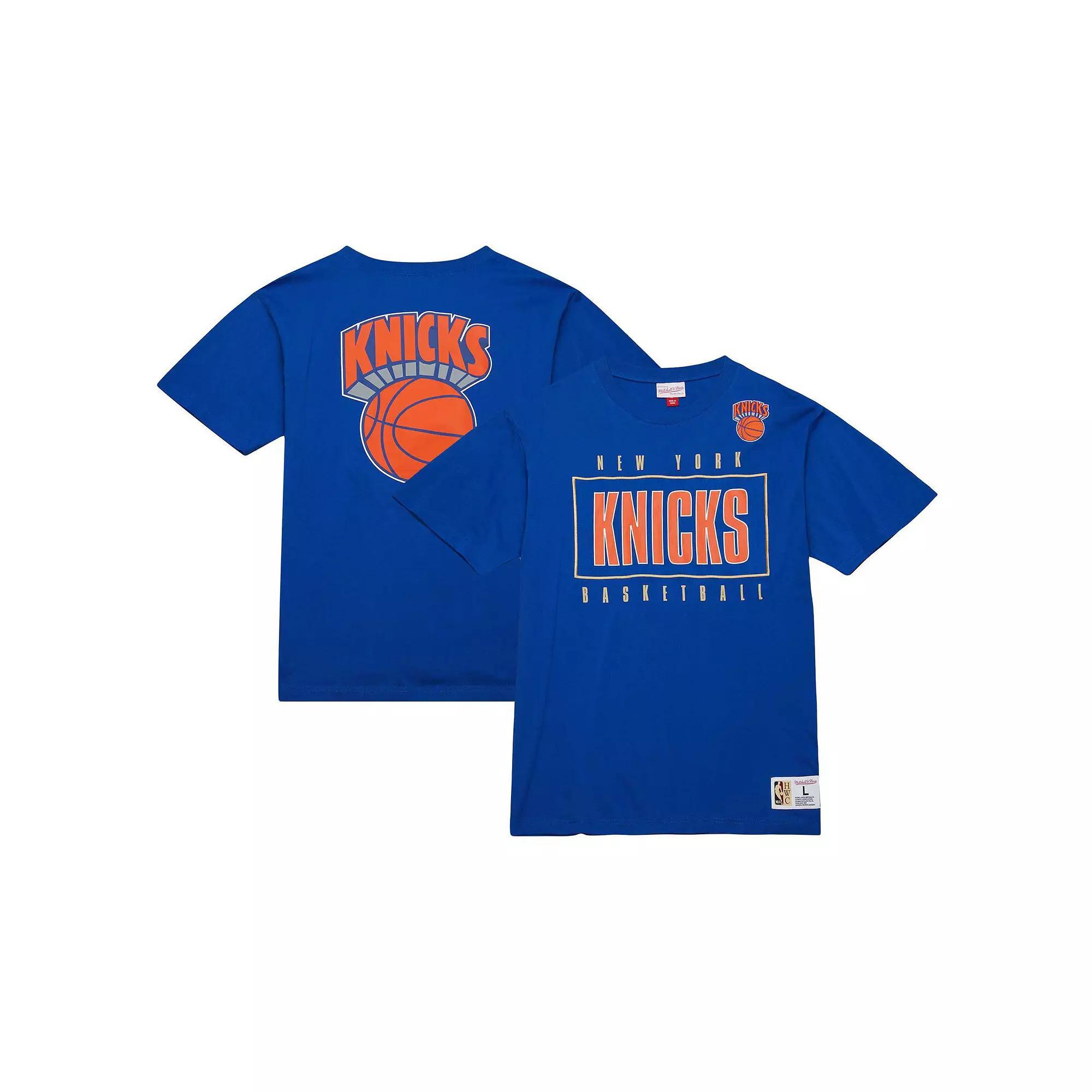 Men's Mitchell & Ness Blue New York Knicks Hardwood Classics Team OG 2.0 Premium Vintage Logo T-Shirt, Size: Small Product Image