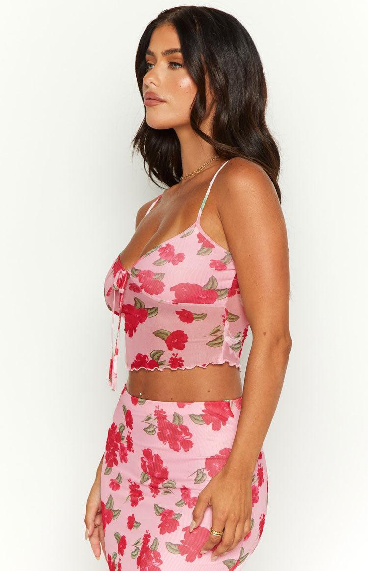 Emz Pink Floral Mesh Cami Product Image