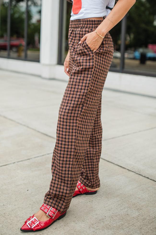 Daydreamer Brown and Black Plaid Boxer Pants FINAL SALE Product Image