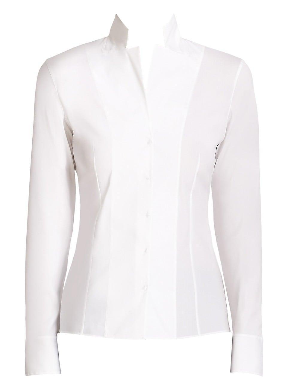 Womens Stretch-Poplin Revers Collar Blouse Product Image