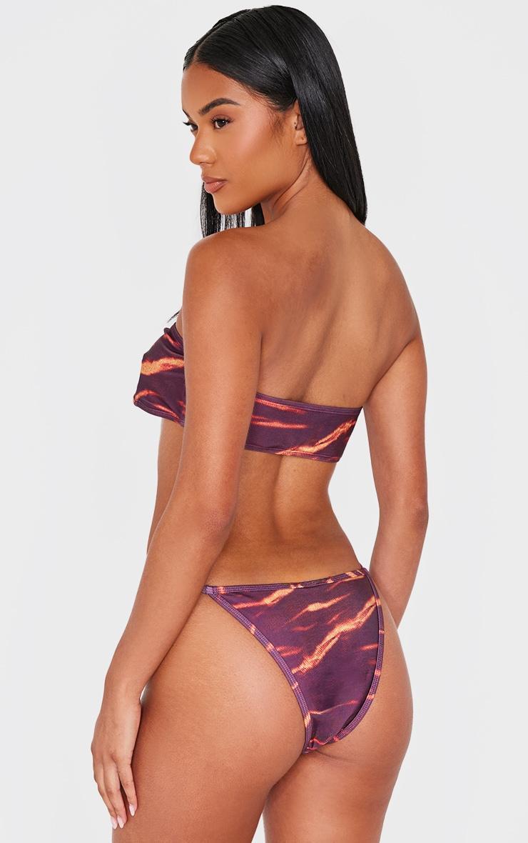 Burgundy Abstract Print Cheeky Bikini Bottoms Product Image