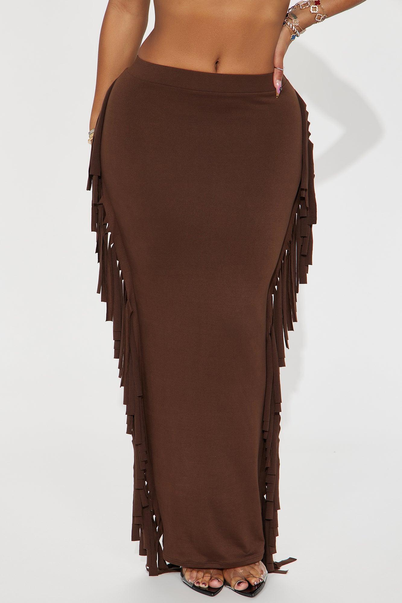 Going Places Fringe Maxi Skirt - Chocolate Product Image