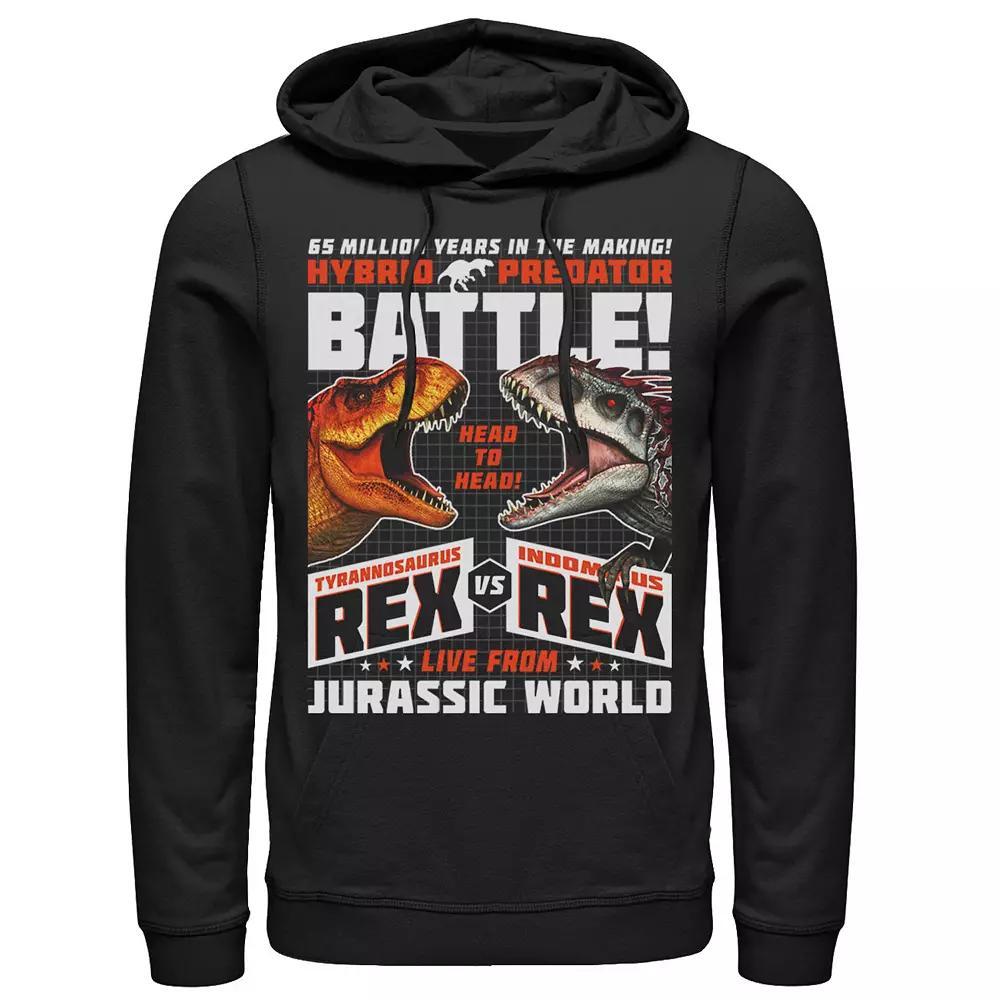 Men's Jurassic World T-Rex VS I-Rex Battle Poster Pullover Graphic Hoodie,  Product Image