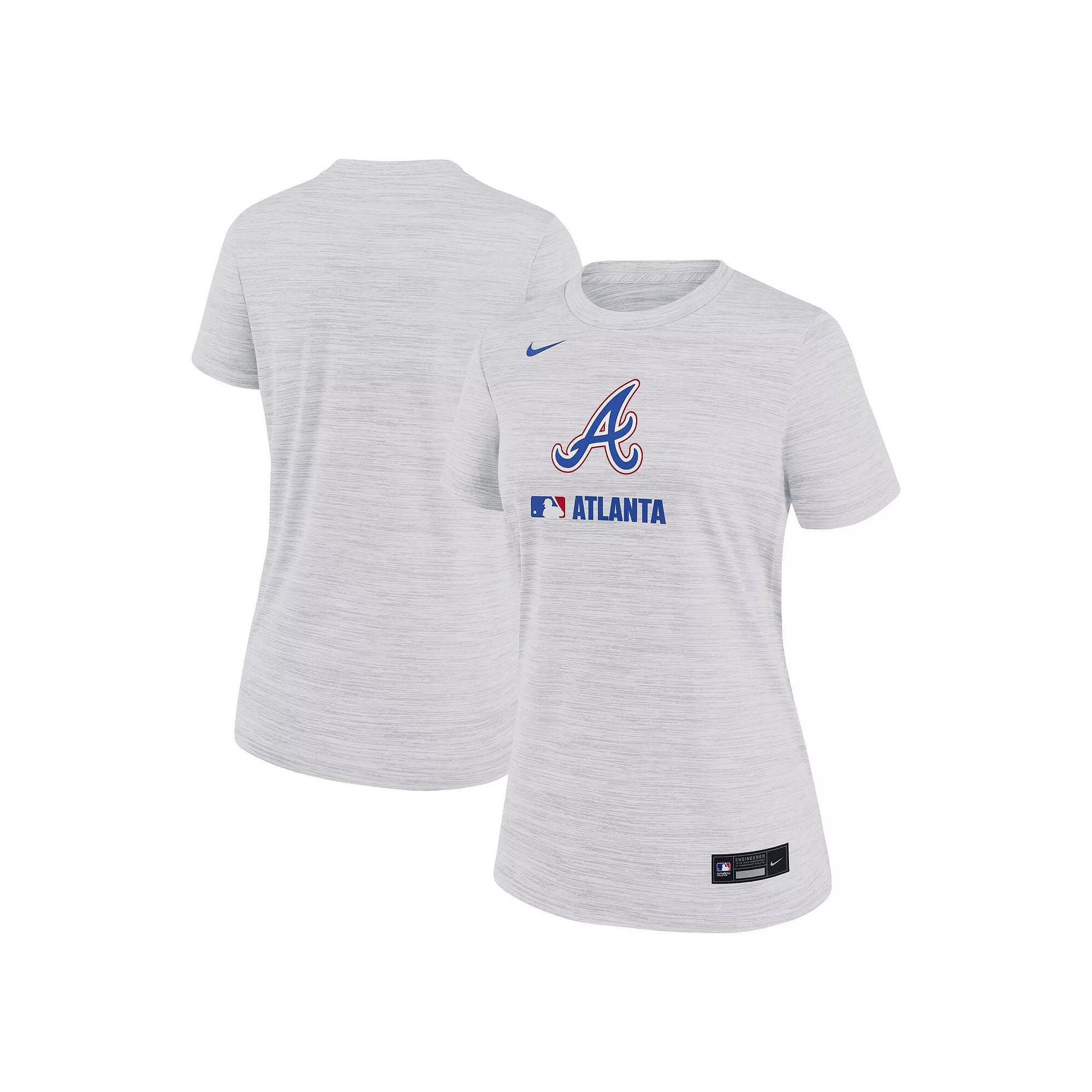 Women's Nike Ash Atlanta Braves Authentic Collection City Connect Velocity Performance T-Shirt,  Product Image