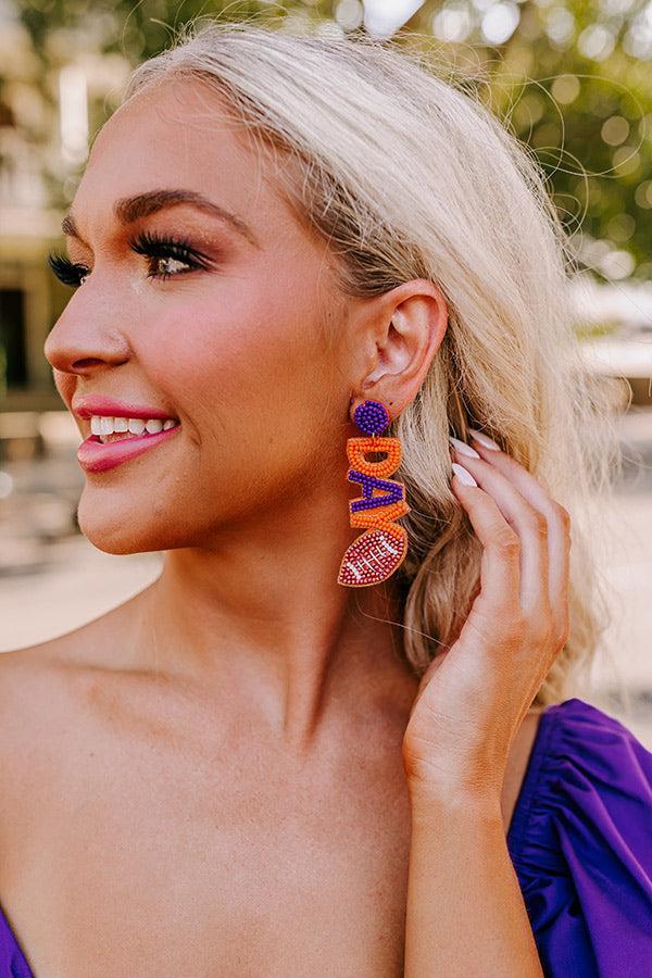 Game Day Beaded Earrings In Orange Product Image