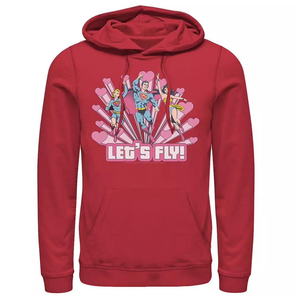 Men's DC Comics Valentine's Day Justice League Let's Fly Hoodie, Size: Medium, Red Product Image