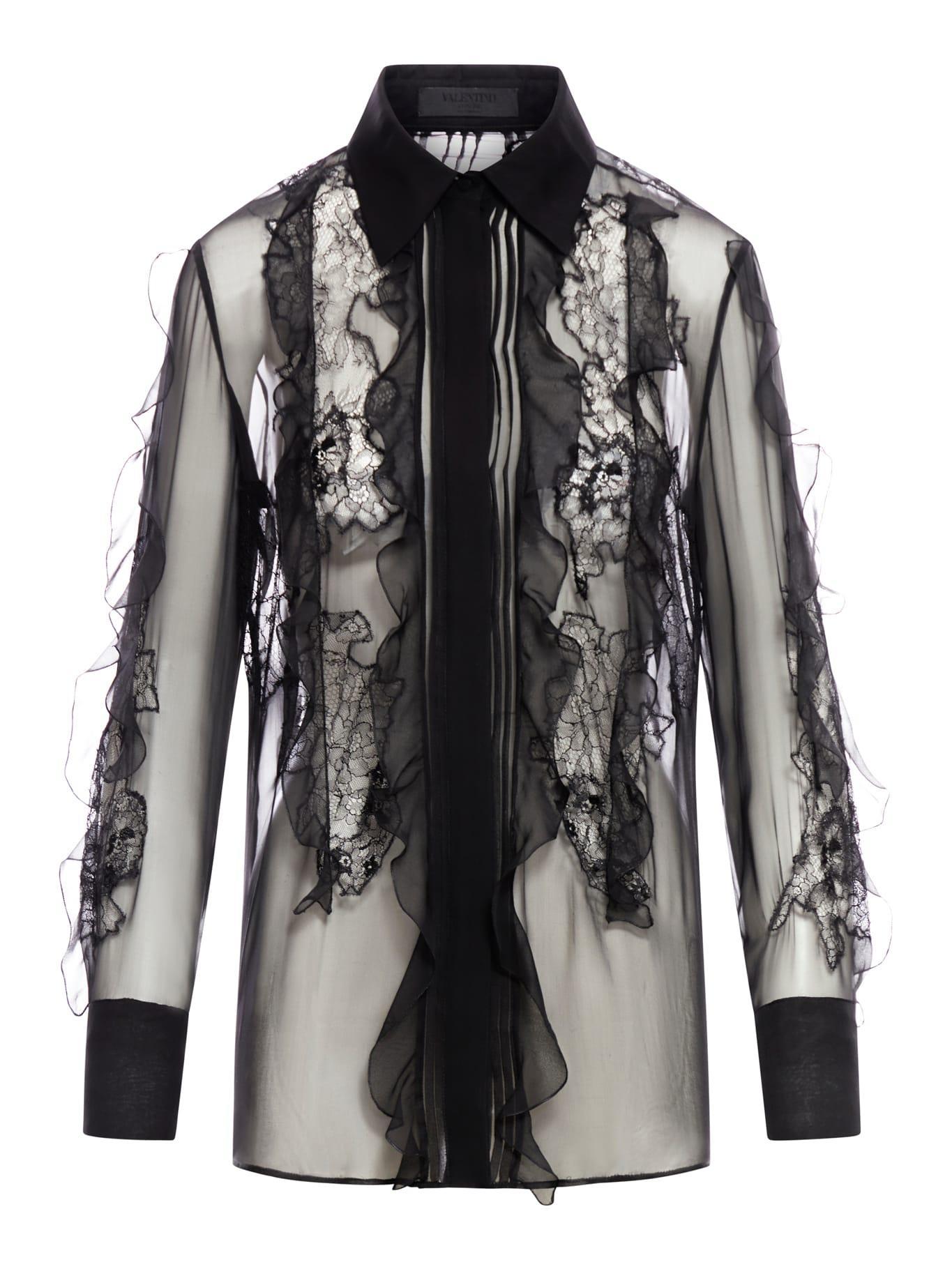 VALENTINO Silk Chiffon Shirt In Black Product Image