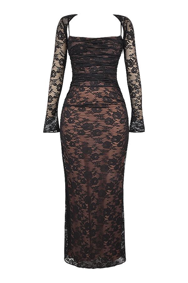 Artemis Black Lace Maxi Dress Product Image