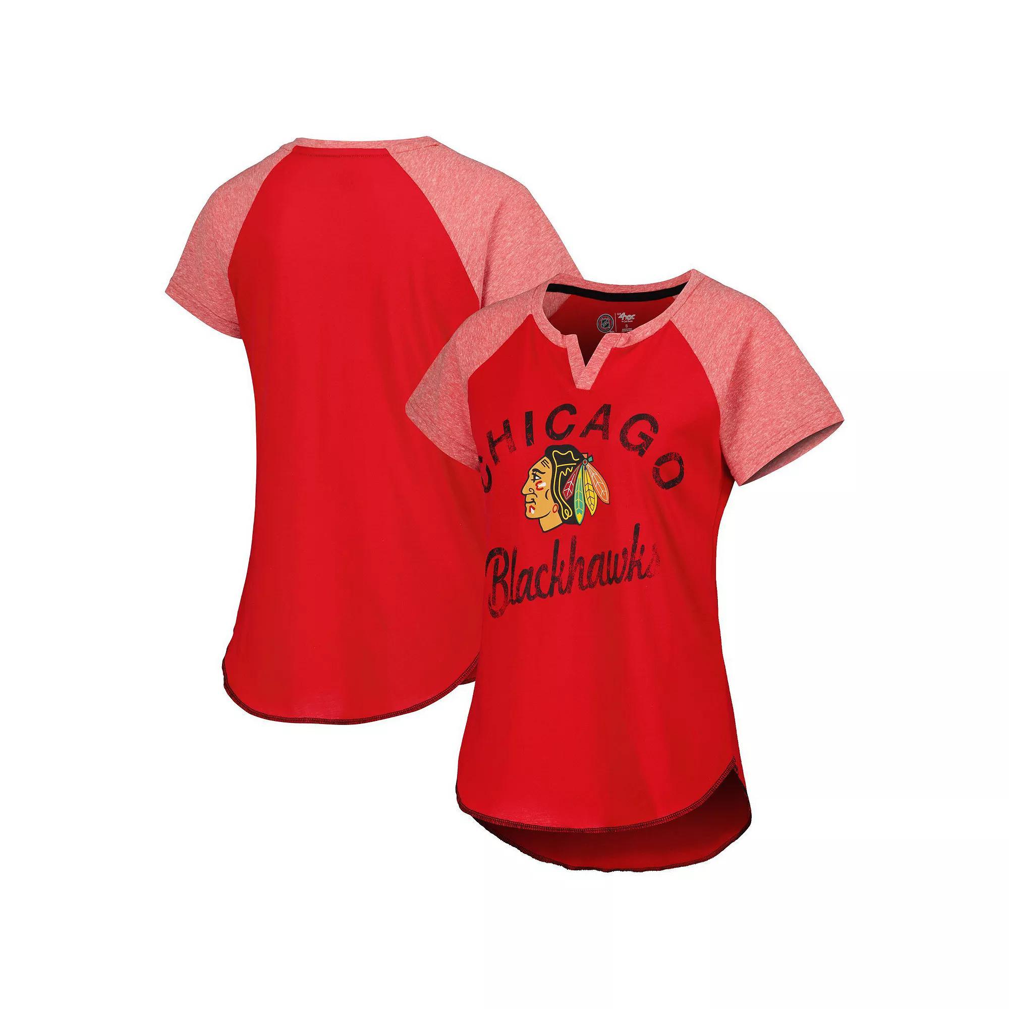 Women's Starter Red Chicago Blackhawks Grand Slam Raglan Notch Neck T-Shirt, Size: Small Product Image