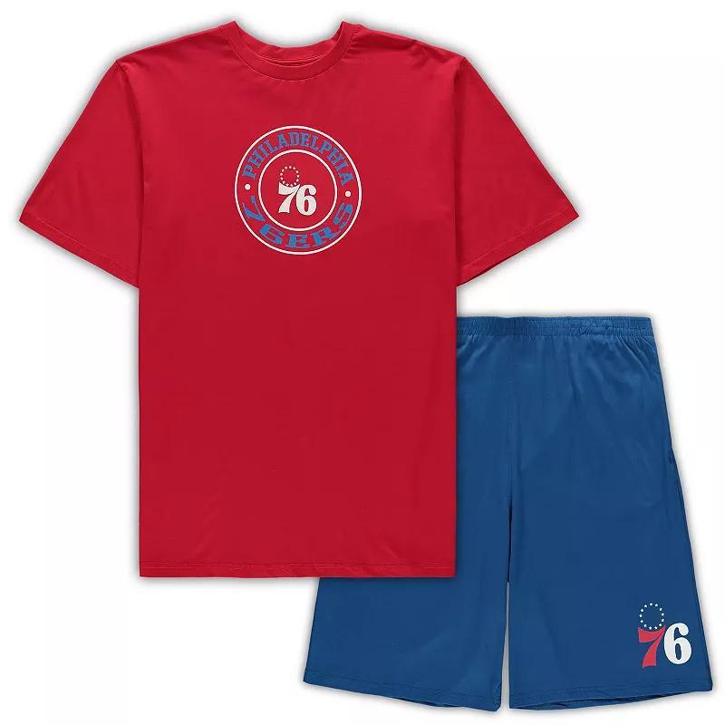 Mens Concepts Sport Red/Royal Philadelphia 76ers Big & Tall T-Shirt & Shorts Sleep Set Product Image