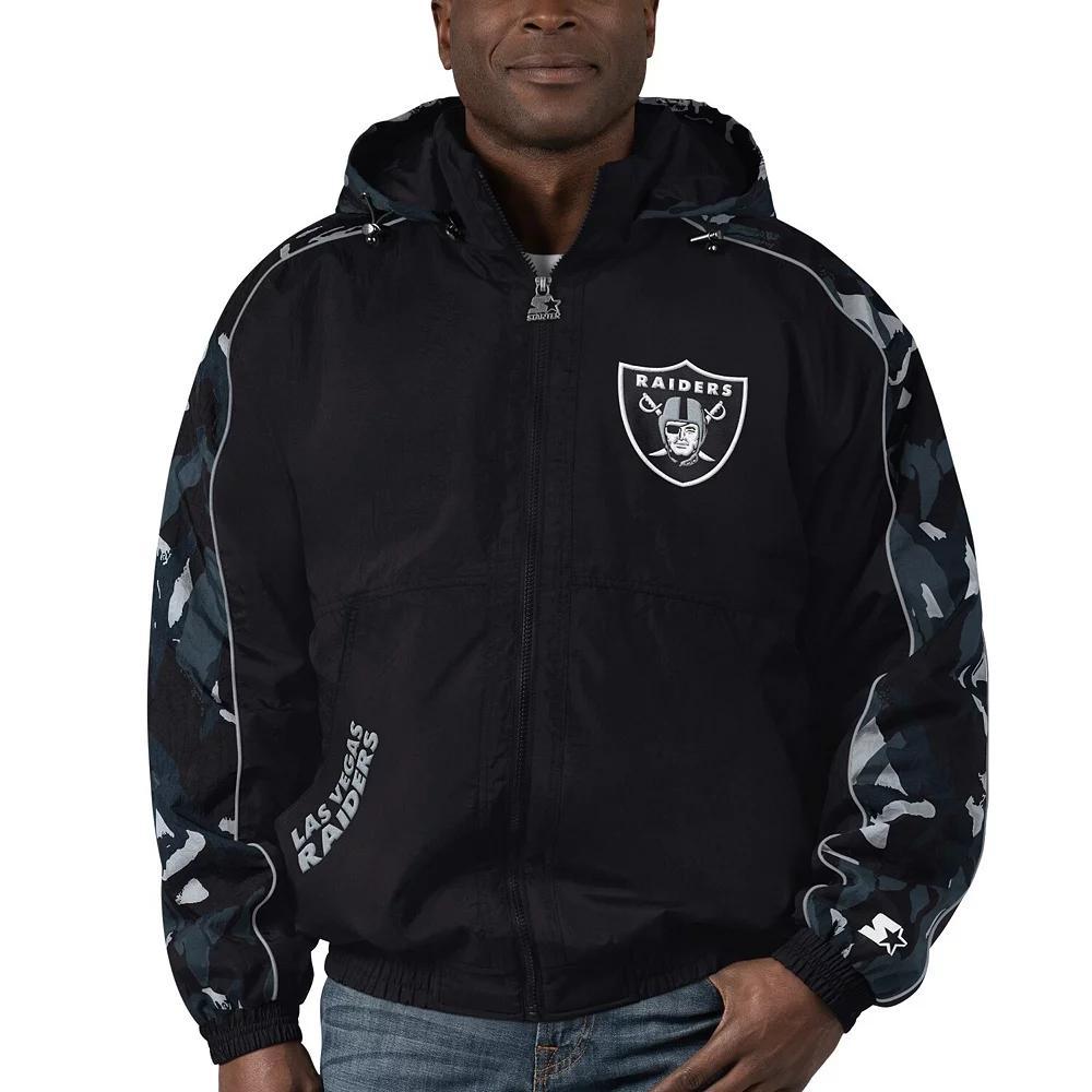 Men's Starter Black Las Vegas Raiders Thursday Night Gridiron Full-Zip Hoodie,  Product Image