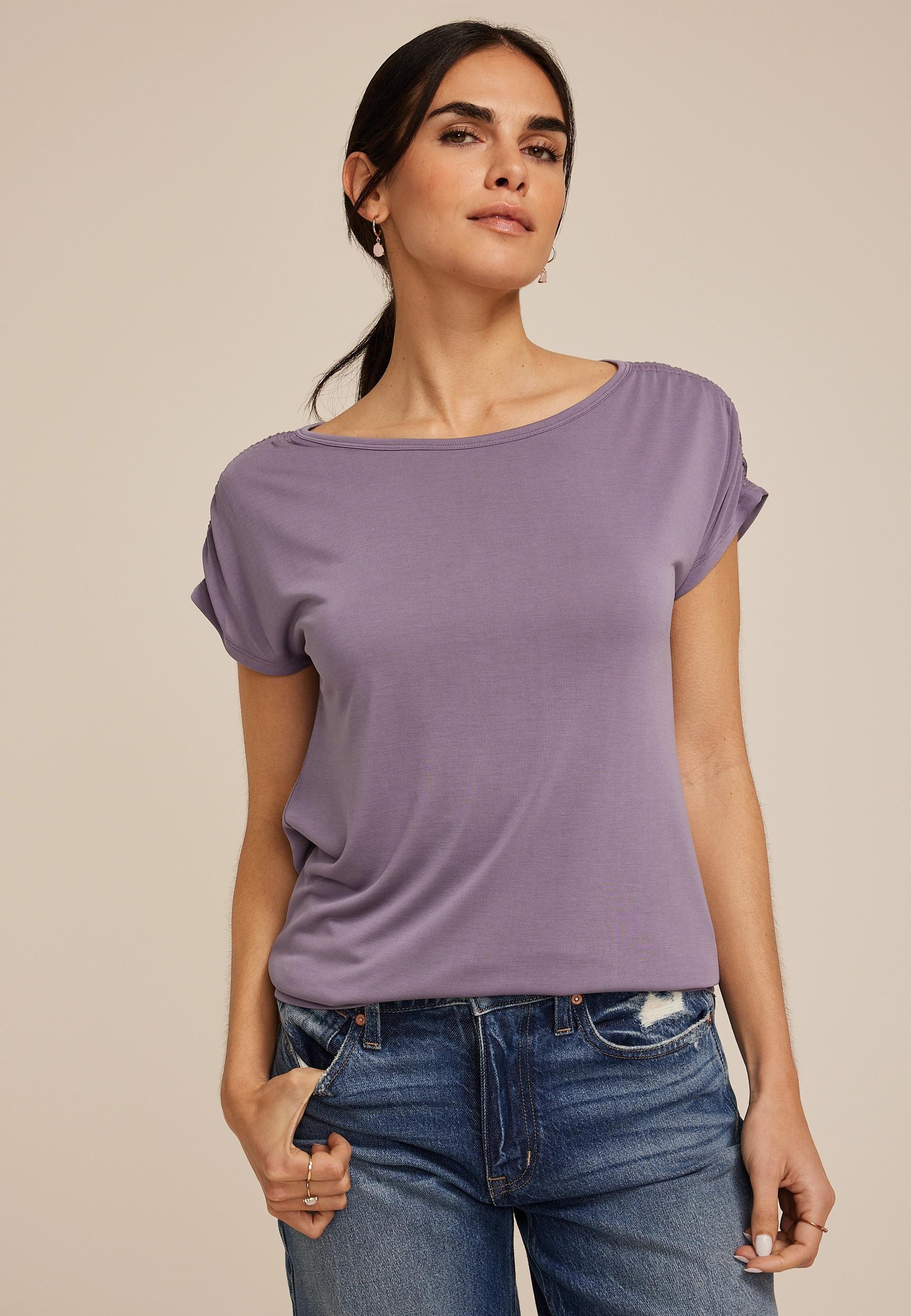 24/7 Fairhaven Ruched Shoulder Tee Product Image