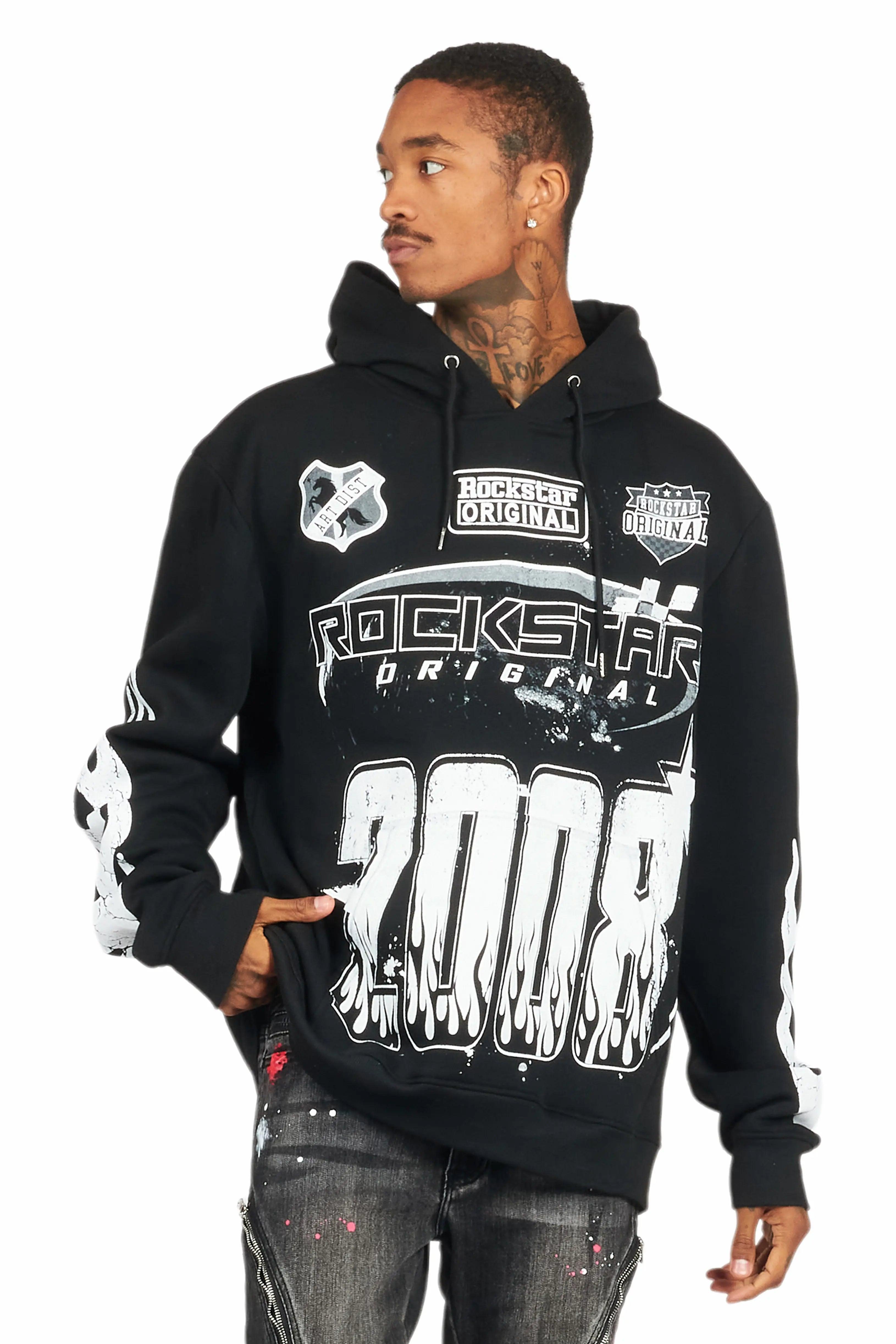 Amos Black Graphic Hoodie Male Product Image