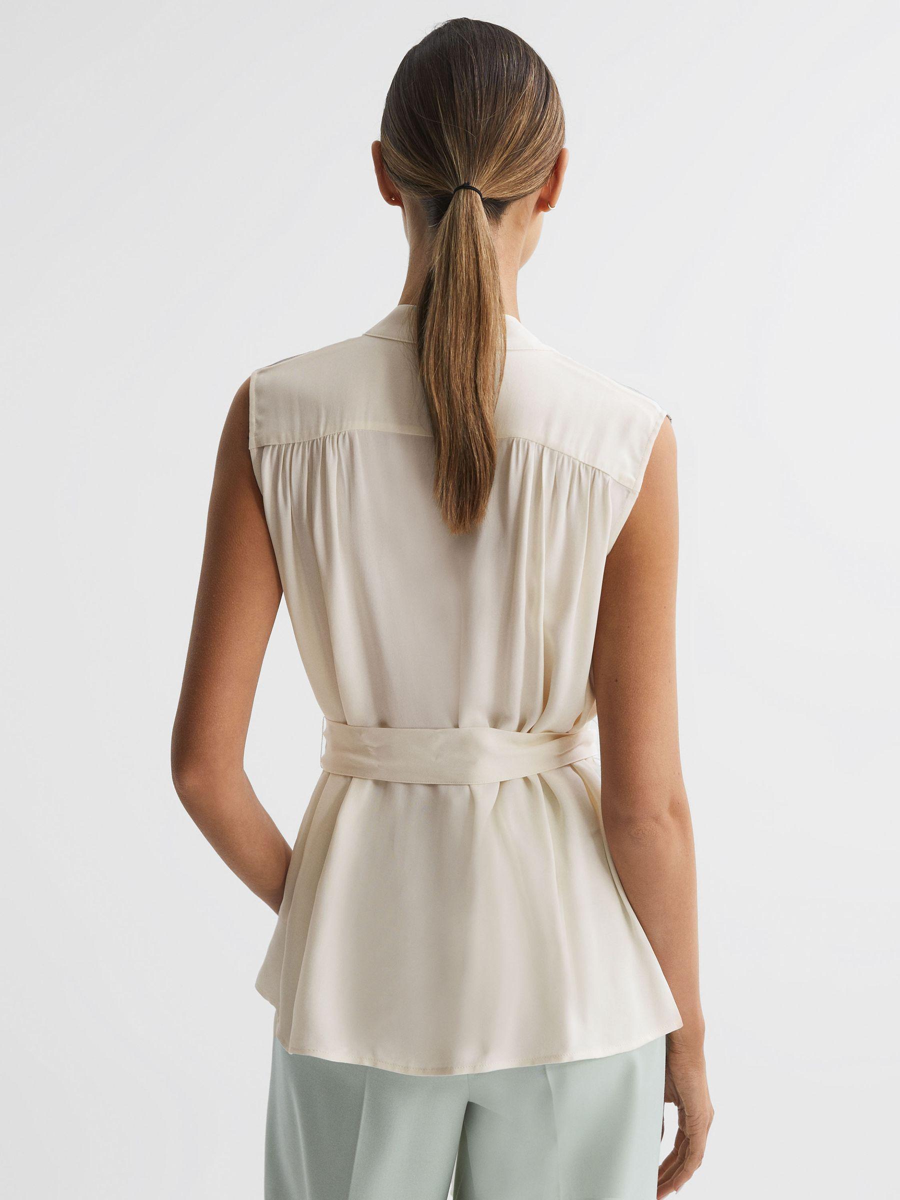 Striped Sleeveless Shell Top in Ivory Product Image