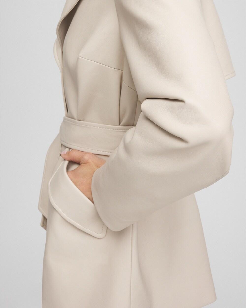 Buttery-Soft Faux Leather Trench Coat Product Image