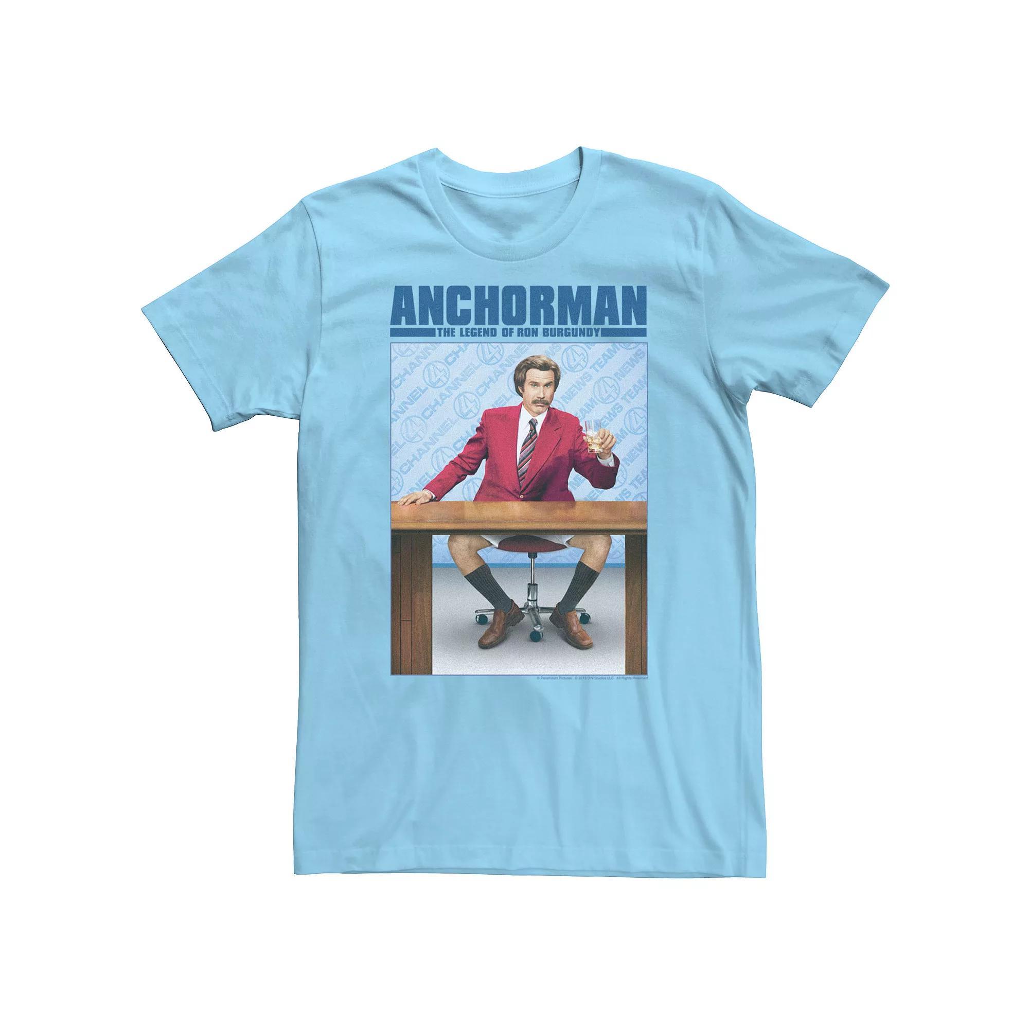 Men's Anchorman Ron Burgundy Poster Tee, Size: 3XL, Light Blue Product Image