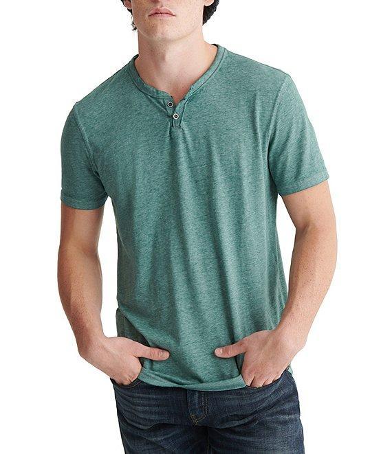 Lucky Brand Short Sleeve Button Notch Neck Venice Burnout T-Shirt Product Image