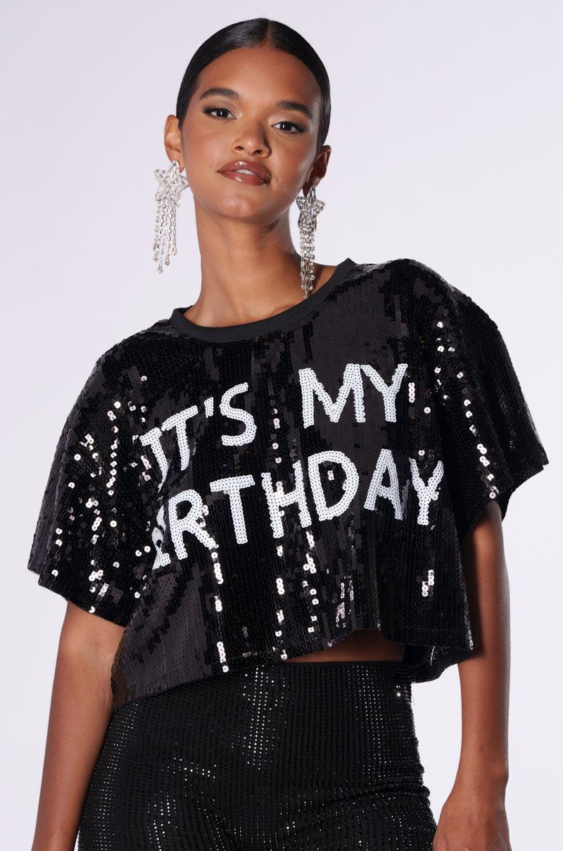 IT'S MY BIRTHDAY SEQUIN T-SHIRT Product Image