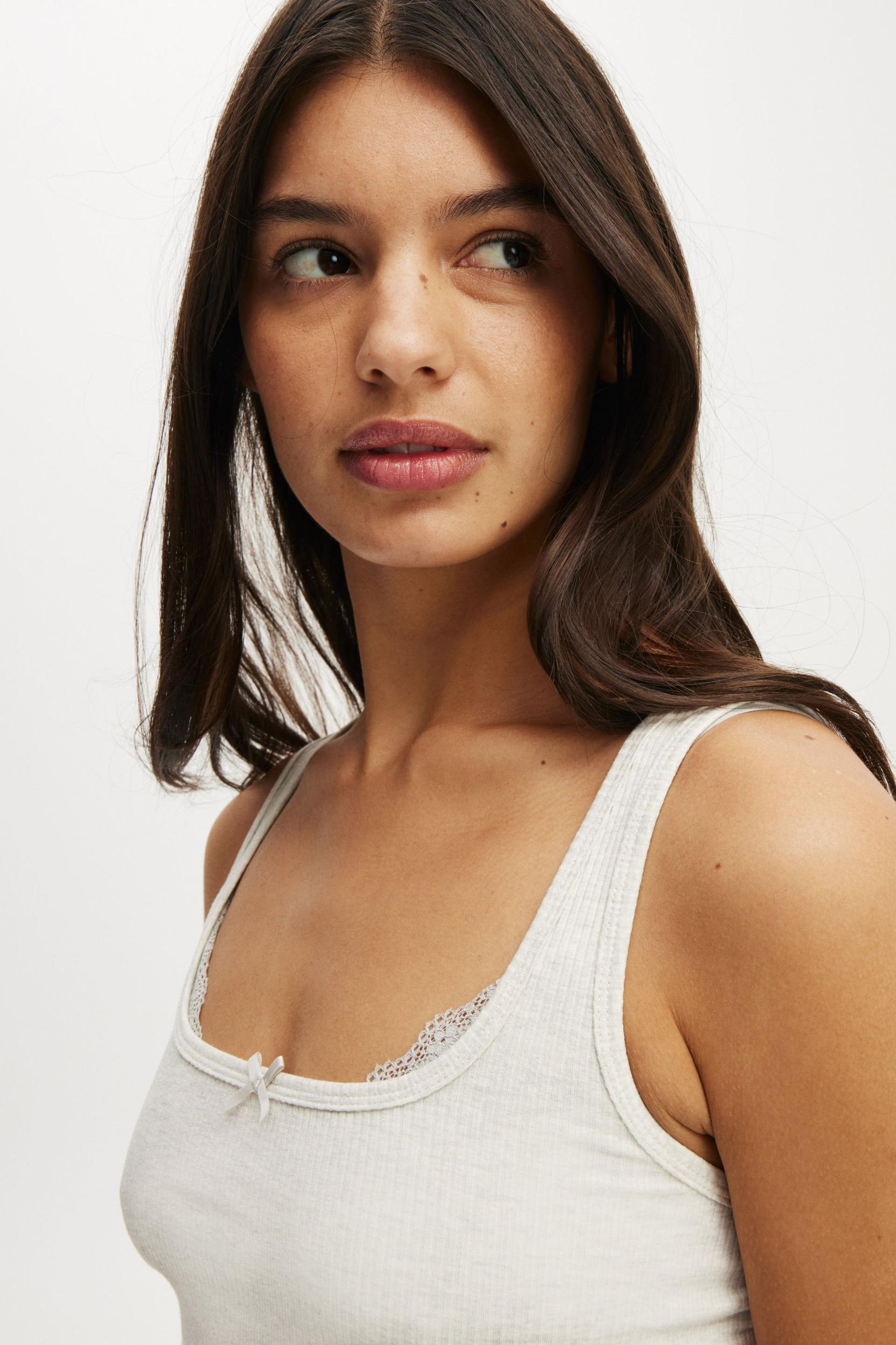 Rib Lace Ruched Tank Product Image