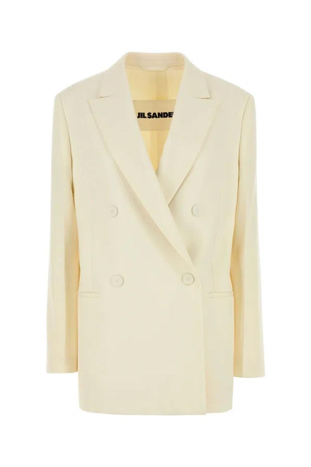 JIL SANDER Double-breasted Wool Jacket In Ecru Product Image