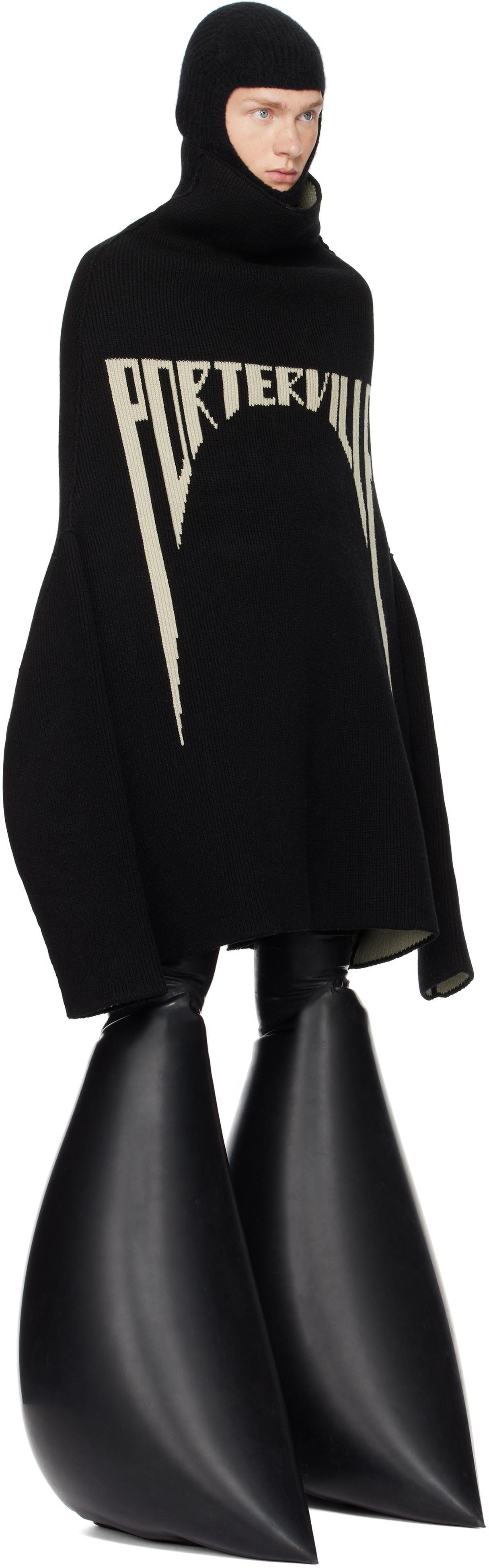 RICK OWENS Black Porterville Shroud Turtleneck In 0908 Black/pearl Product Image